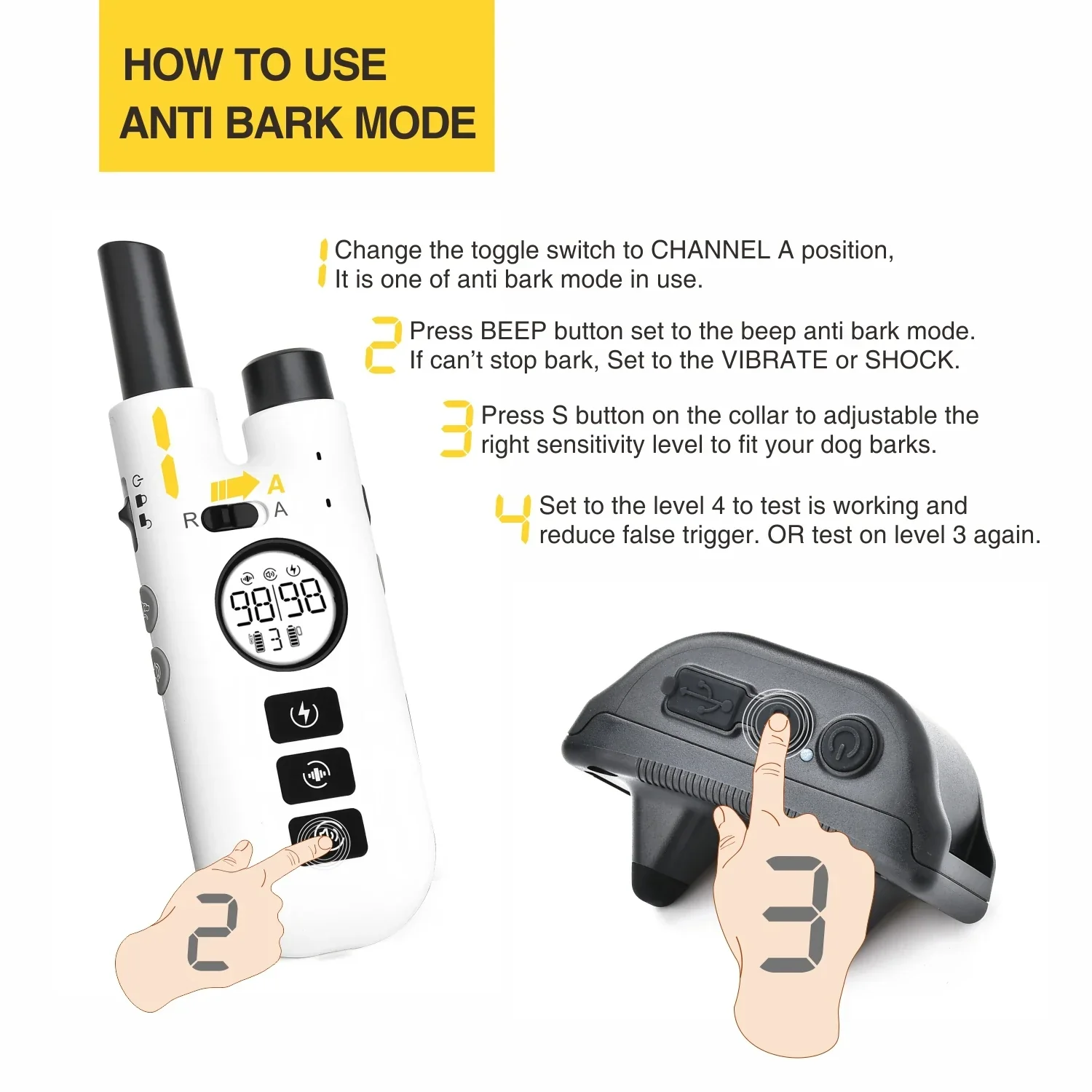 Dog Training Collar 800M Remote Waterproof Rechargeable No Bark Control Collar 2in1 - Image 4