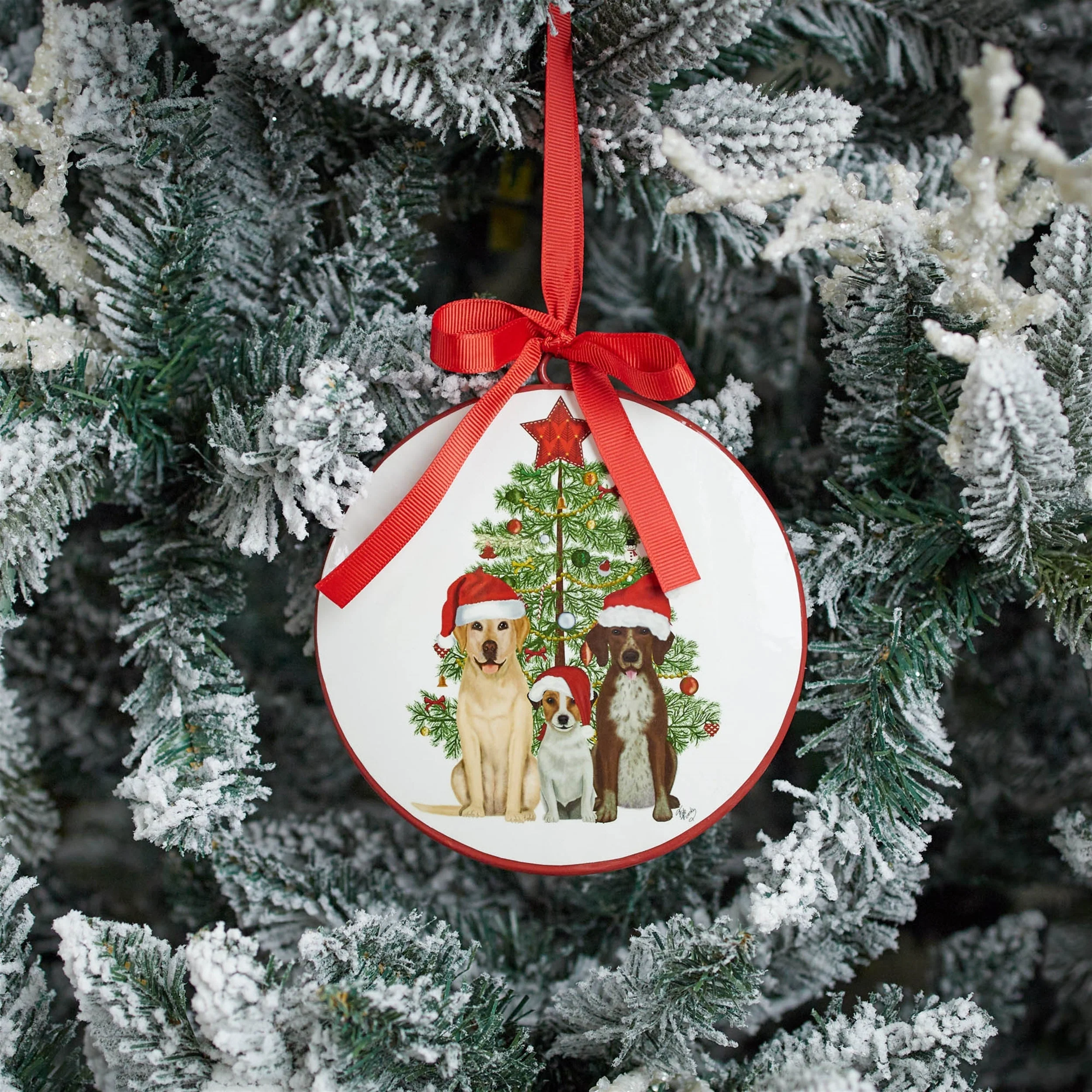 Dogs and Christmas Tree Disc Ornament (Set of 12) - Image 2