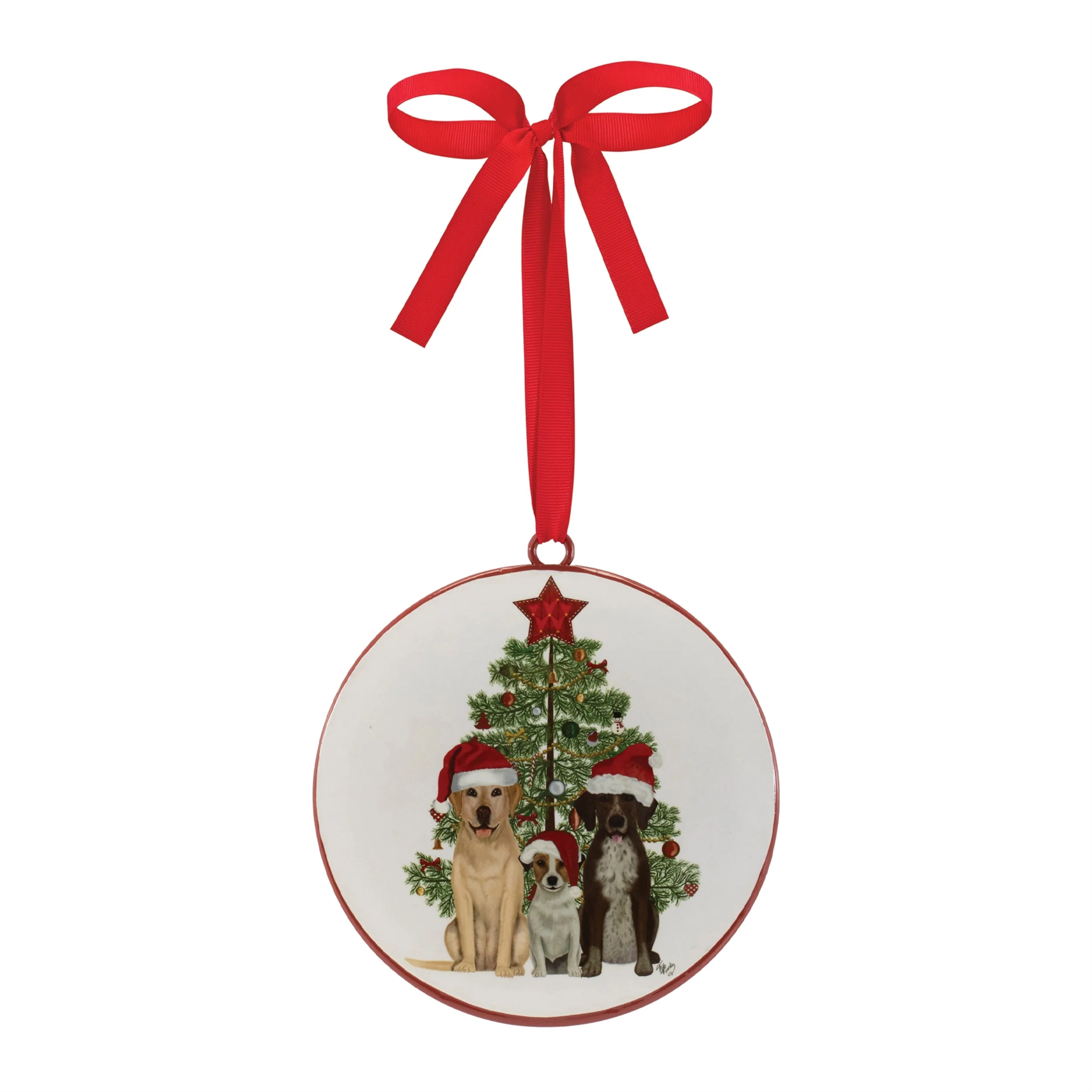 Dogs and Christmas Tree Disc Ornament (Set of 12) - Image 3