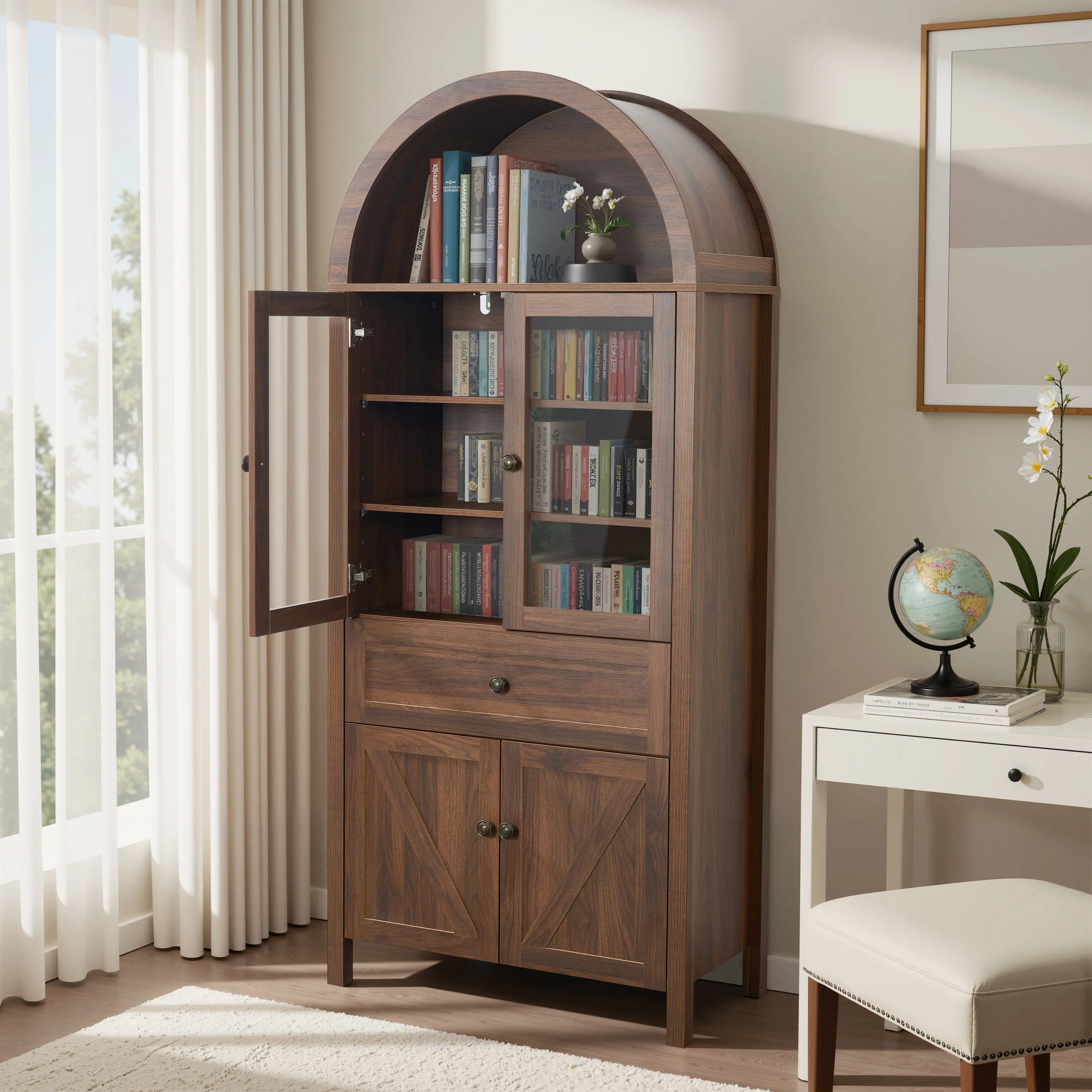 Dome Walnut Cabinet with Large Storage Space - Image 2