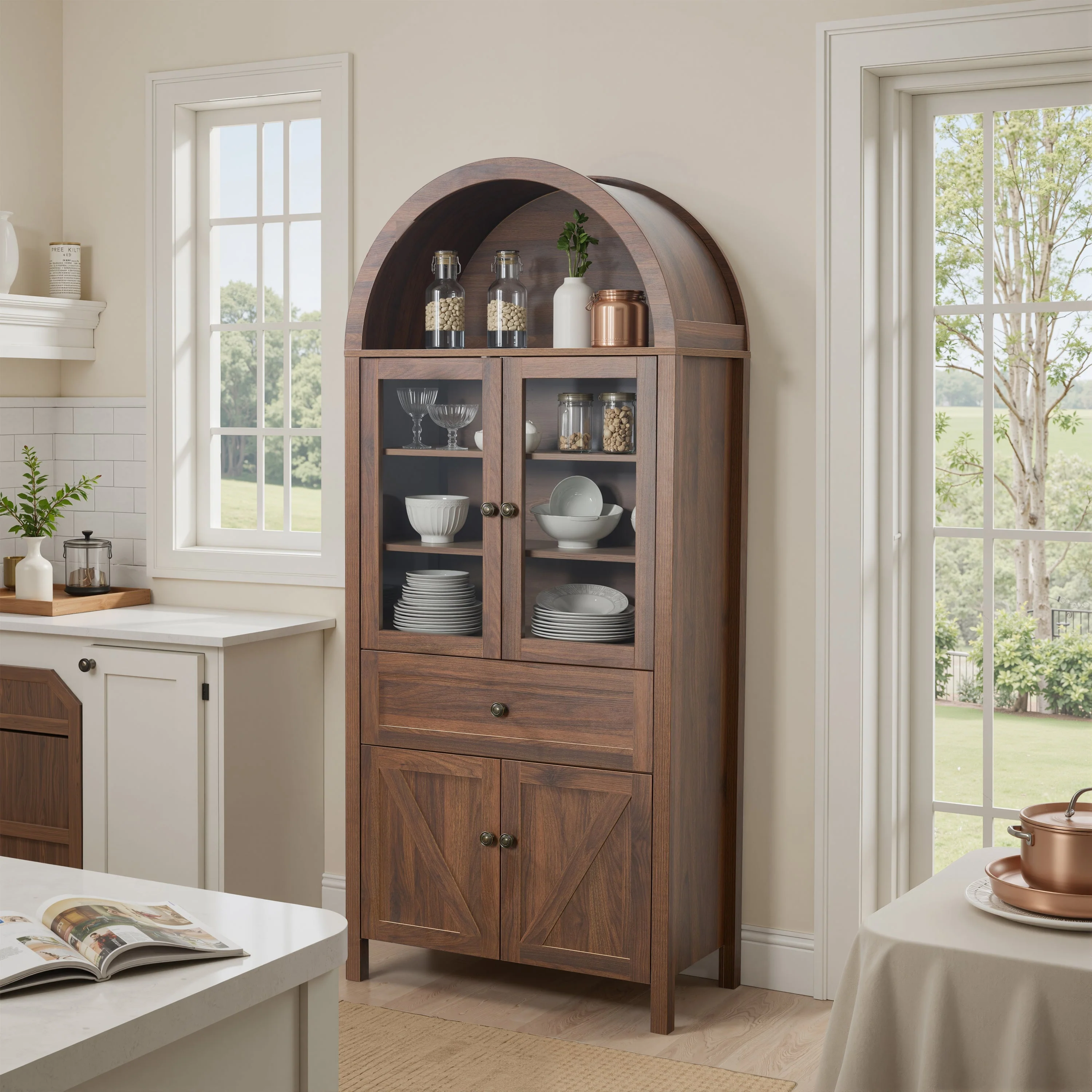 Dome Walnut Cabinet with Large Storage Space - Image 3