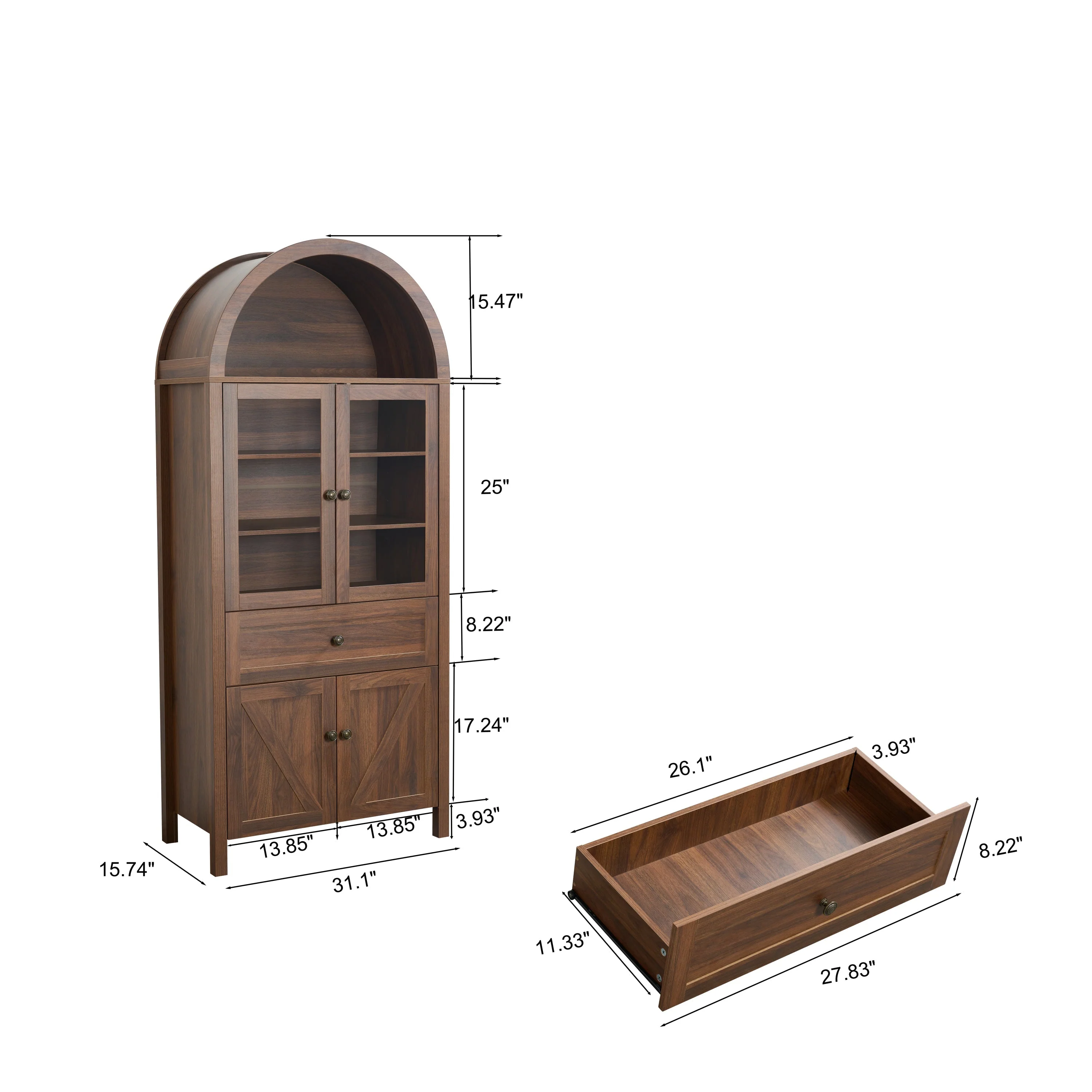 Dome Walnut Cabinet with Large Storage Space - Image 4