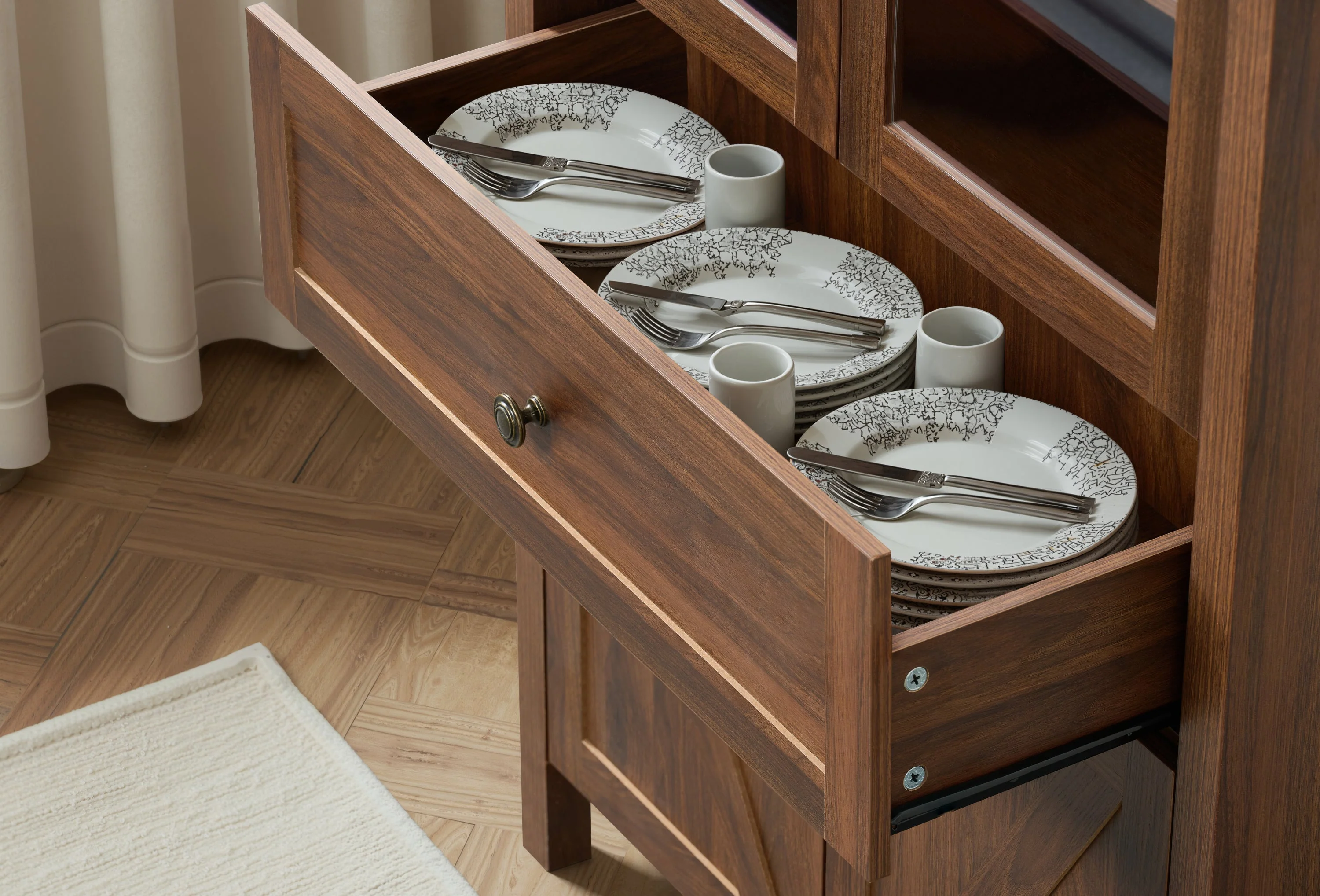 Dome Walnut Cabinet with Large Storage Space - Image 9