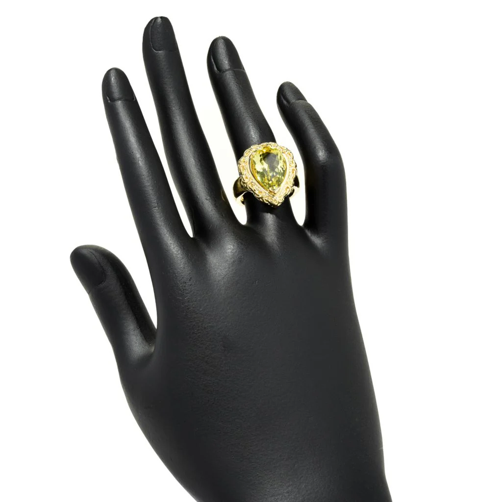 Donna Gemma 18K Gold Plated Choice of 15x10mm Gemstone Byzantine Ring - Image 2