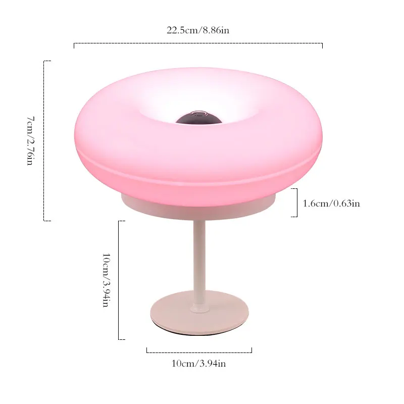 Donut Table Lamp Touch Dimmable Rechargeable LED Bedside Desk Light Home - Image 3