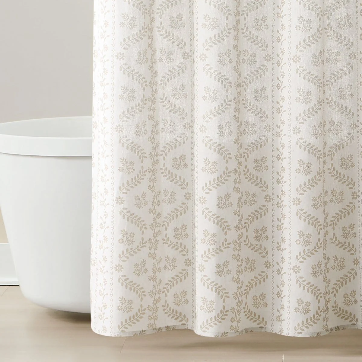 Doreen Delicate Floral Linen Textured Shower Curtain - Image 11