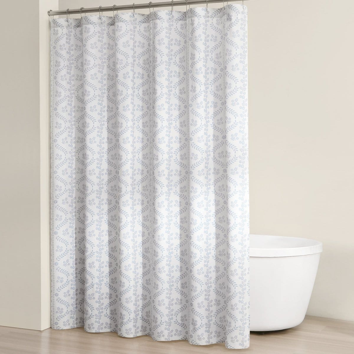 Doreen Delicate Floral Linen Textured Shower Curtain - Image 2