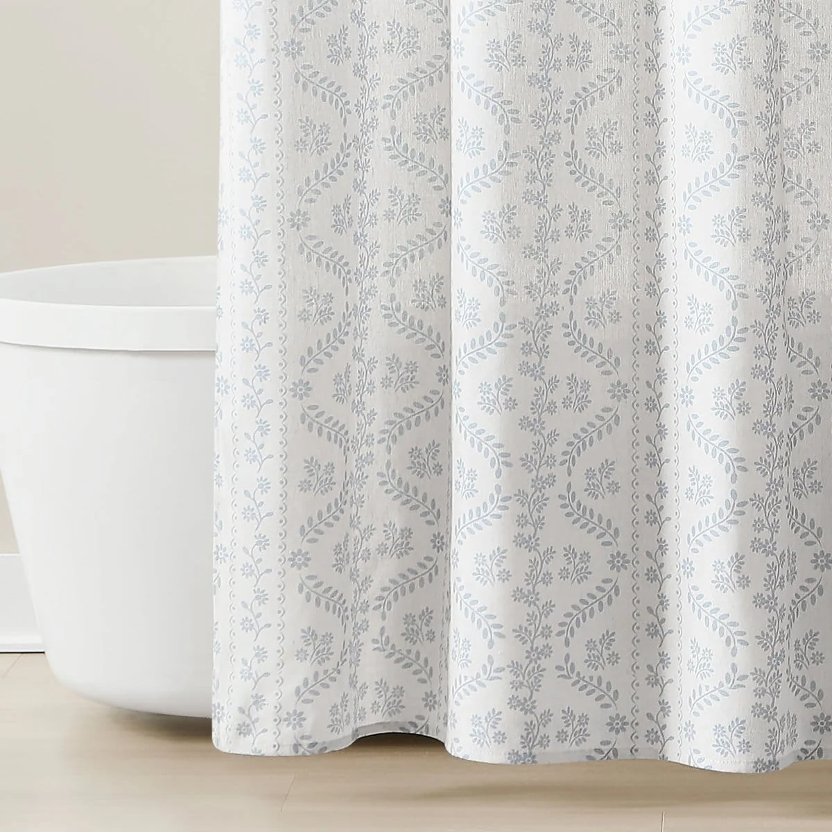 Doreen Delicate Floral Linen Textured Shower Curtain - Image 5