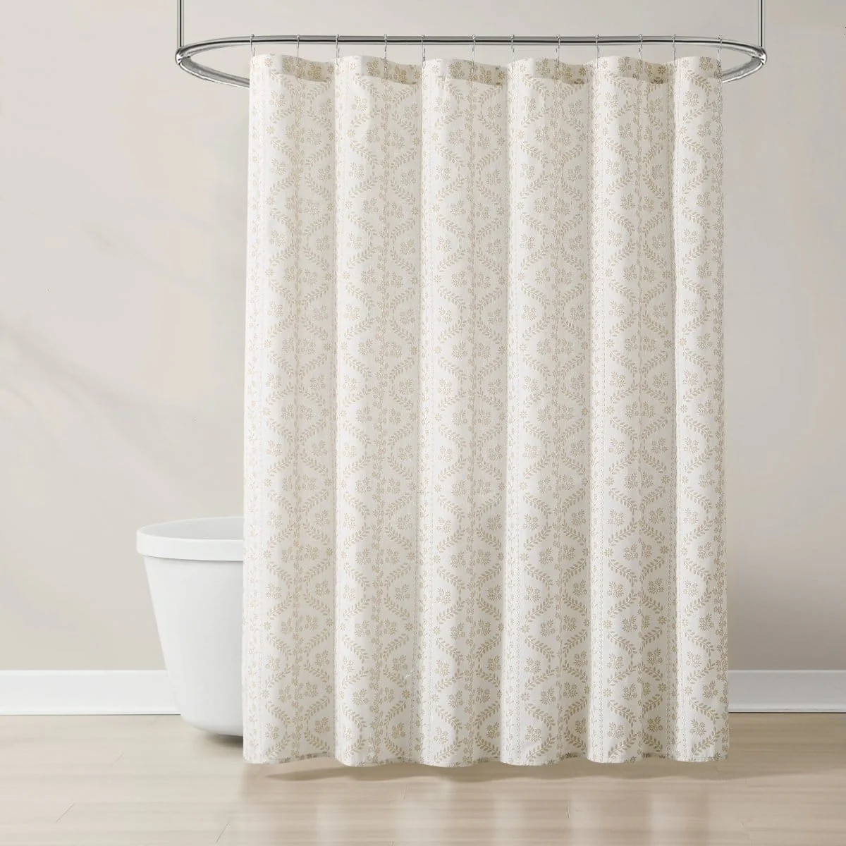 Doreen Delicate Floral Linen Textured Shower Curtain - Image 7