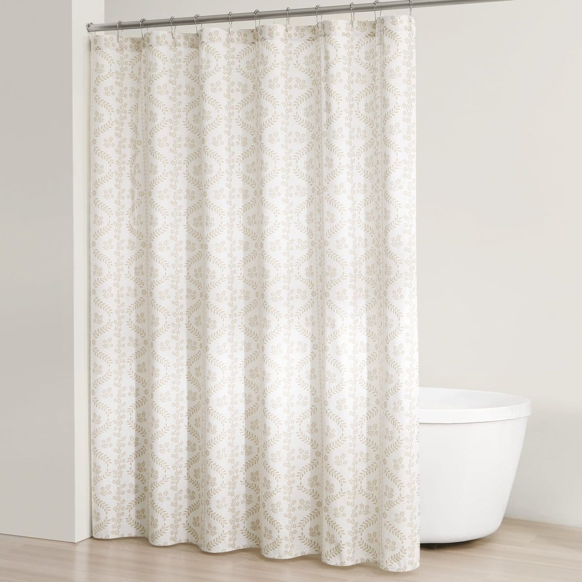 Doreen Delicate Floral Linen Textured Shower Curtain - Image 8