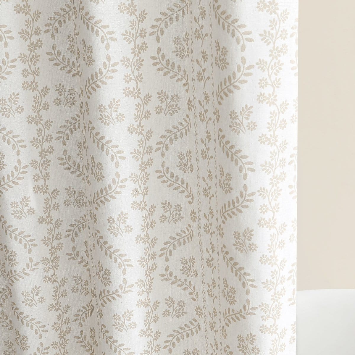 Doreen Delicate Floral Linen Textured Shower Curtain - Image 9