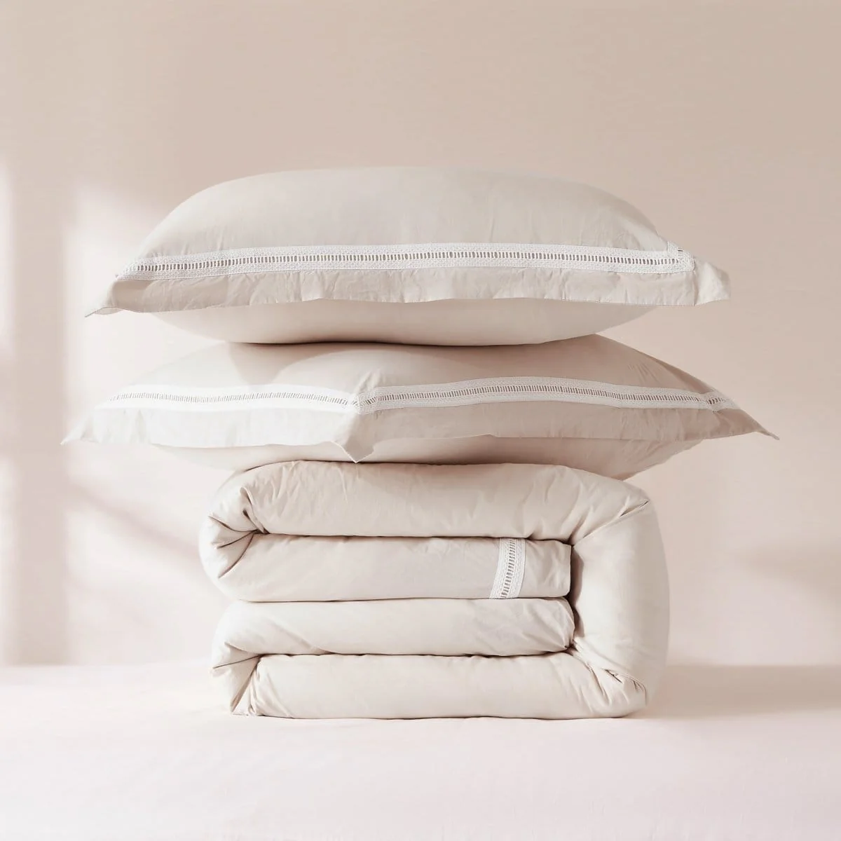 Doris Eyelet Inset Trim Cotton Duvet Cover Set - Image 12
