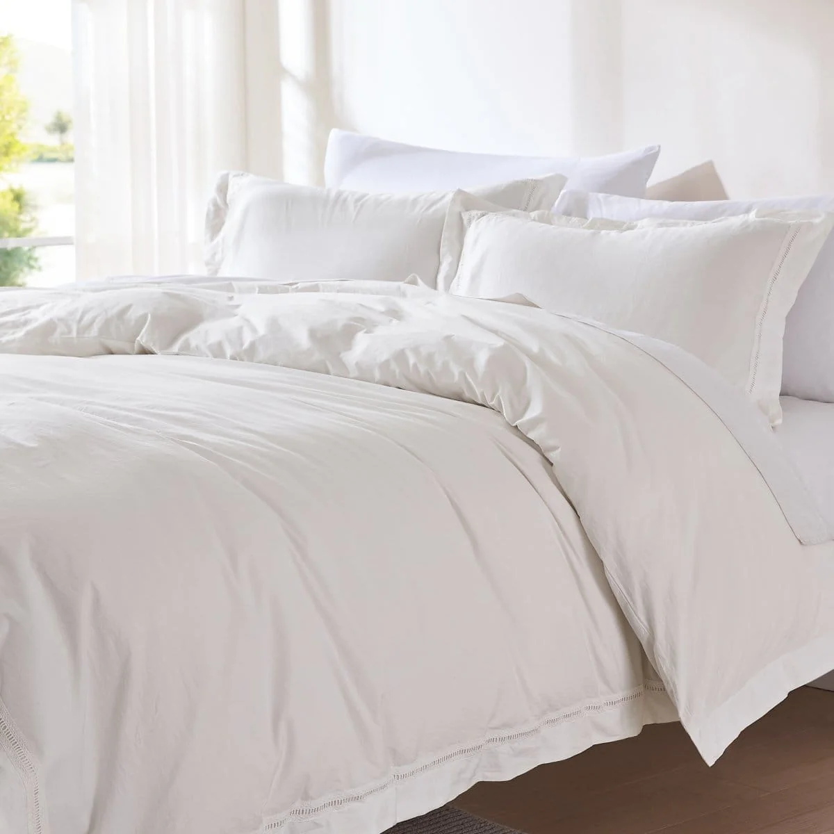 Doris Eyelet Inset Trim Cotton Duvet Cover Set - Image 18