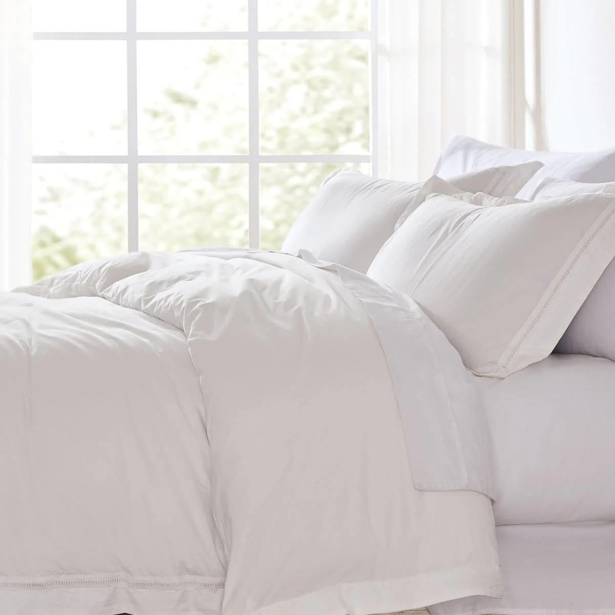 Doris Eyelet Inset Trim Cotton Duvet Cover Set - Image 19