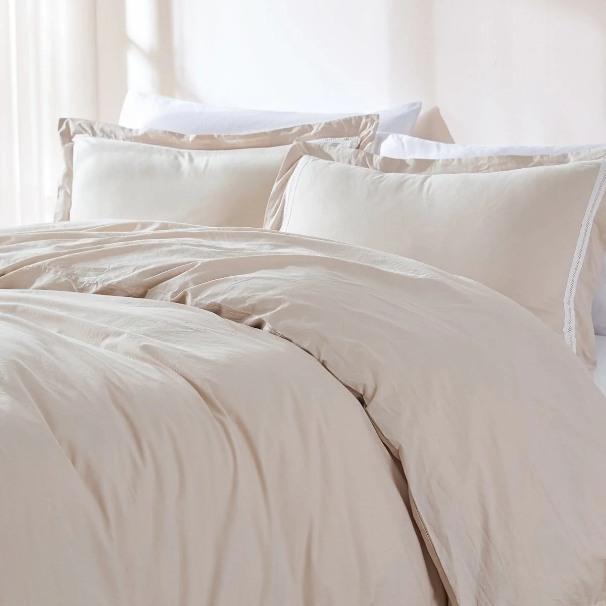 Doris Eyelet Inset Trim Cotton Duvet Cover Set - Image 2