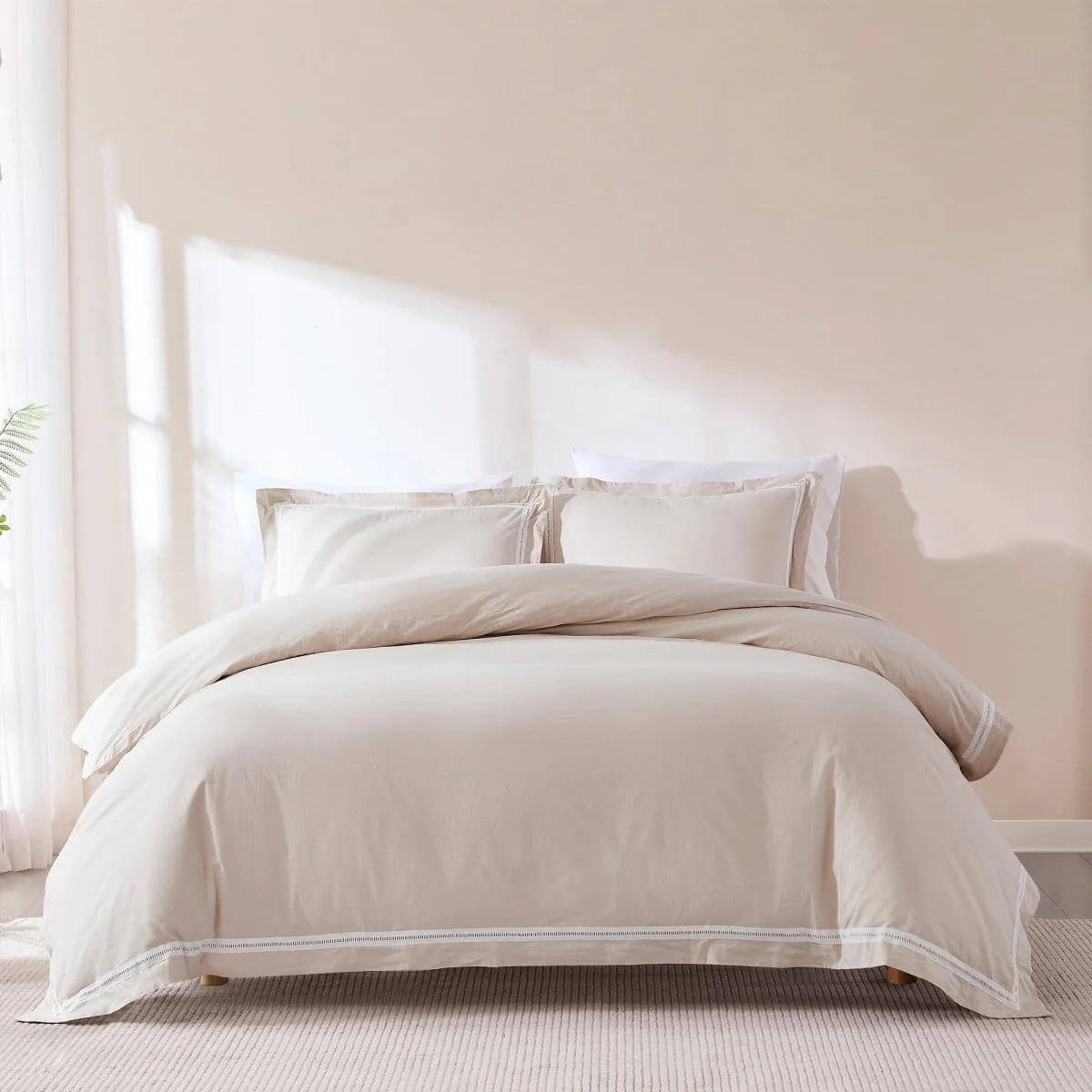 Doris Eyelet Inset Trim Cotton Duvet Cover Set - Image 9