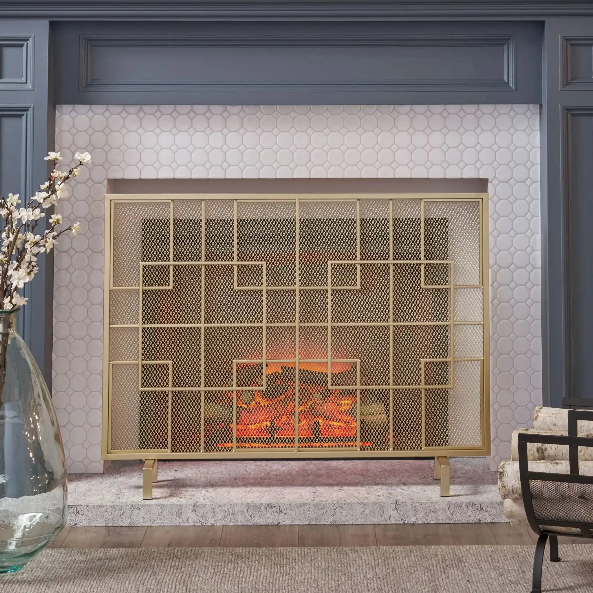 Dorothy - Modern Single Panel Iron Fire Screen - Image 4
