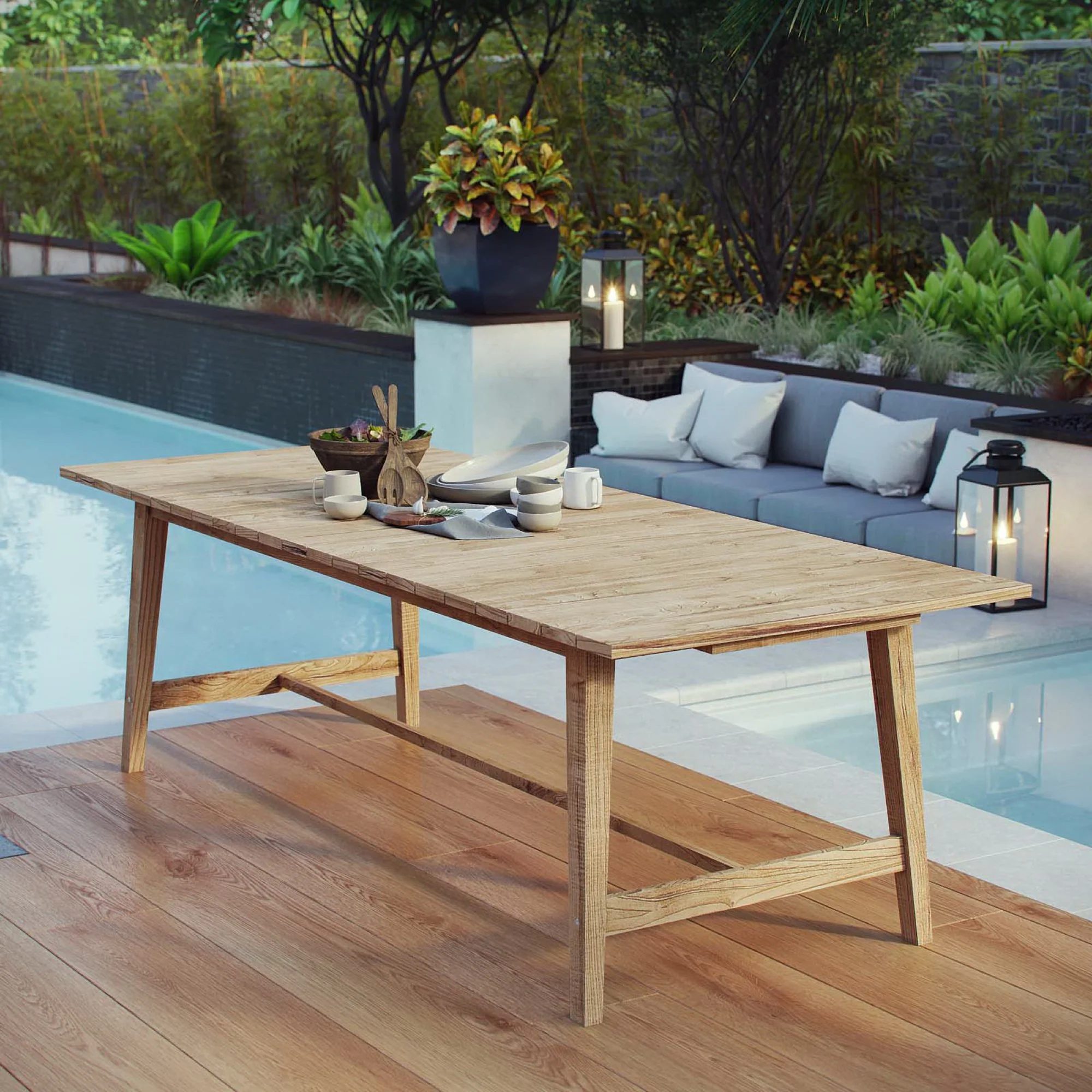 Dorset Outdoor Patio Teak Dining Table by Modway - Image 4