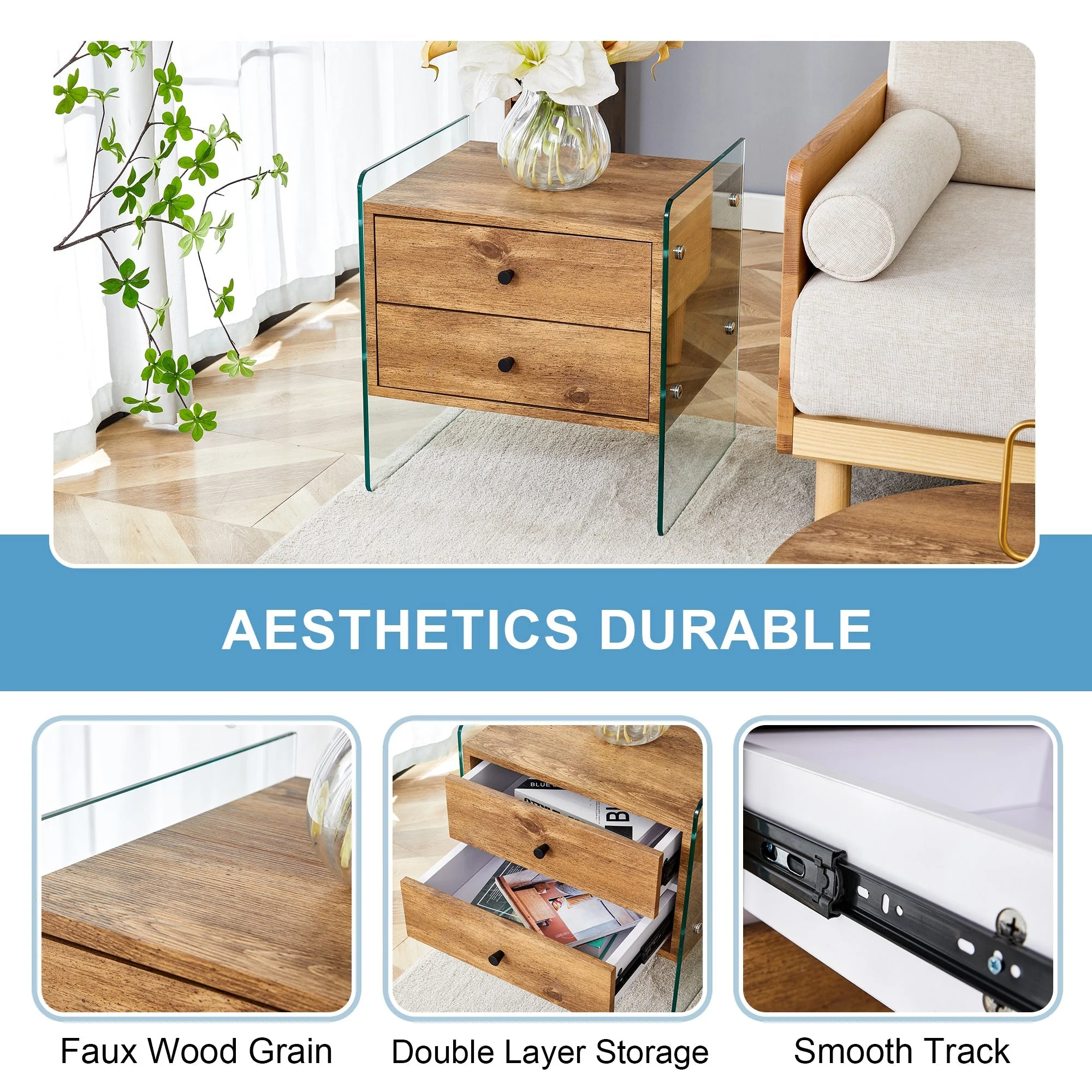 Double-Drawer Bedside Table - Image 16