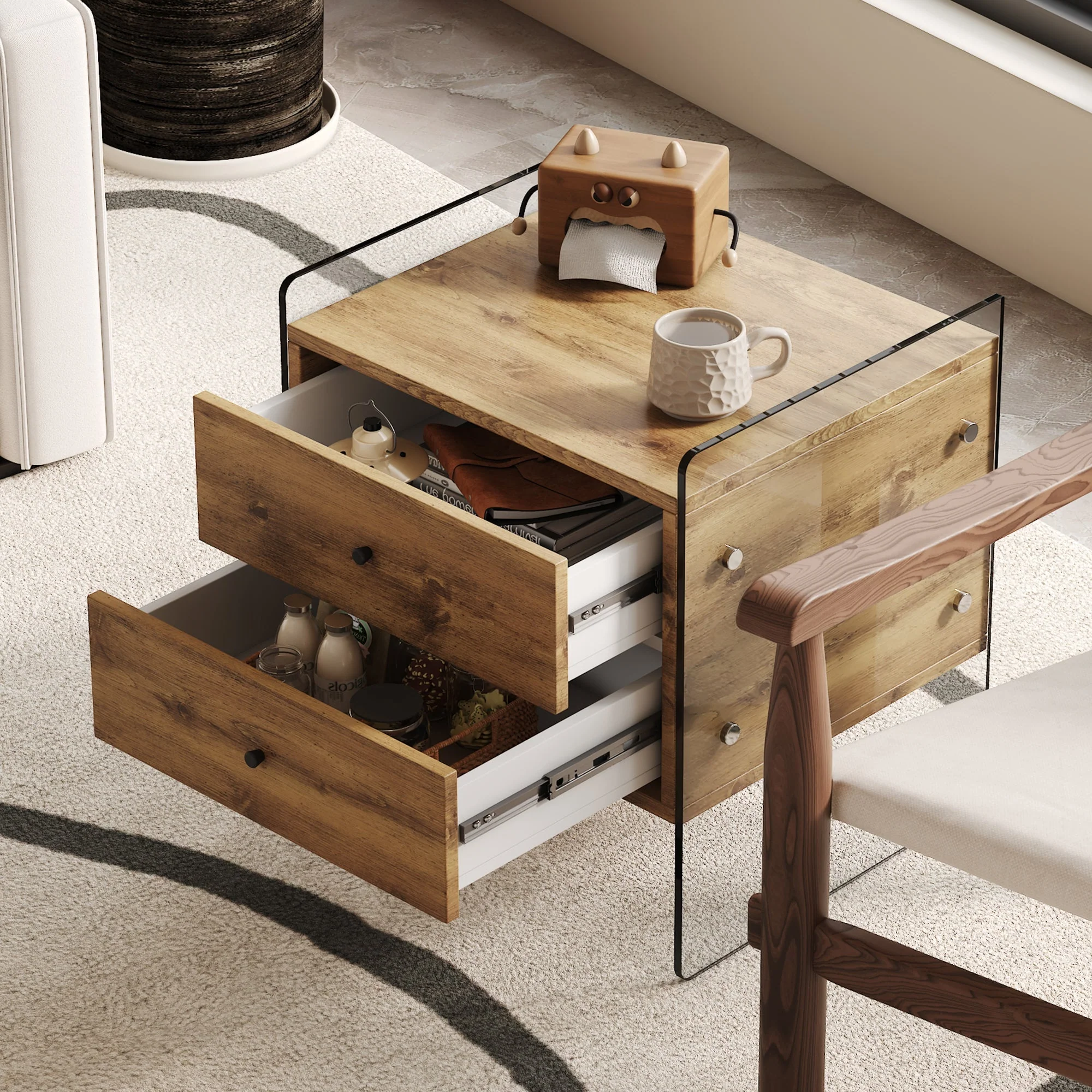Double-Drawer Bedside Table - Image 3
