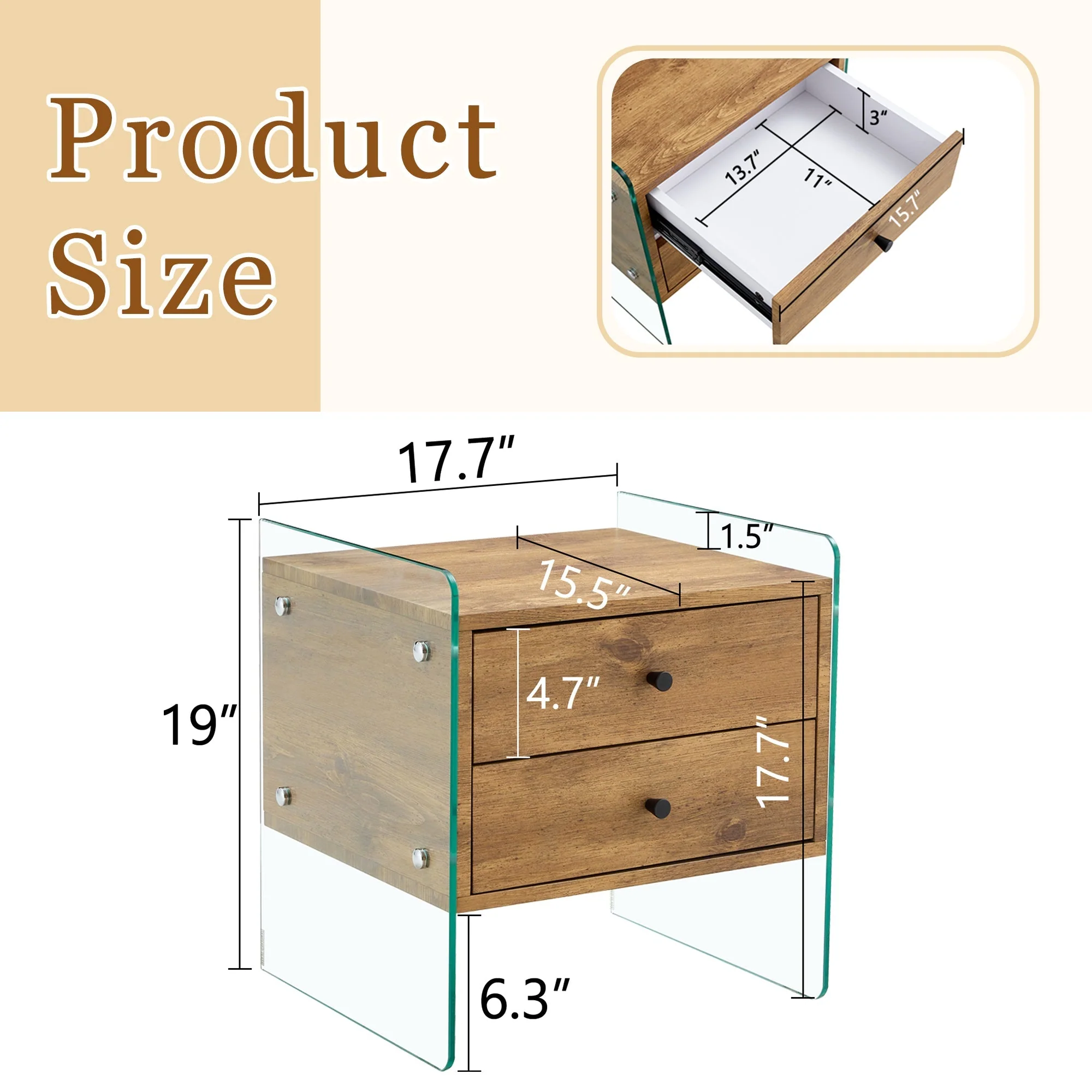 Double-Drawer Bedside Table - Image 4
