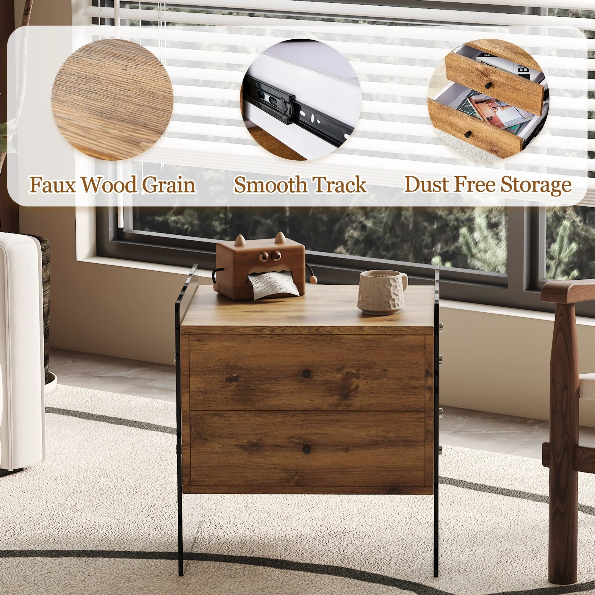 Double-Drawer Bedside Table - Image 5