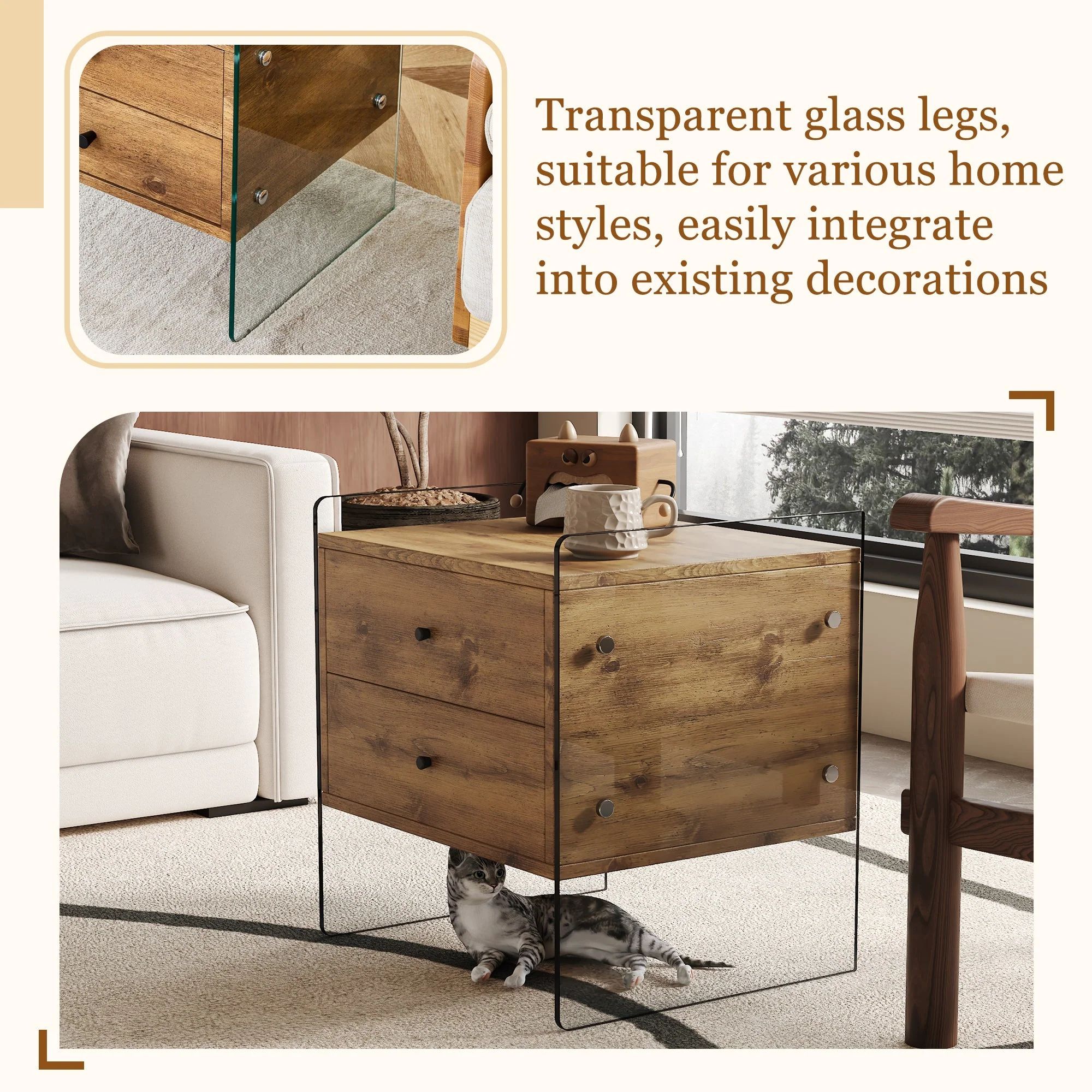 Double-Drawer Bedside Table - Image 6