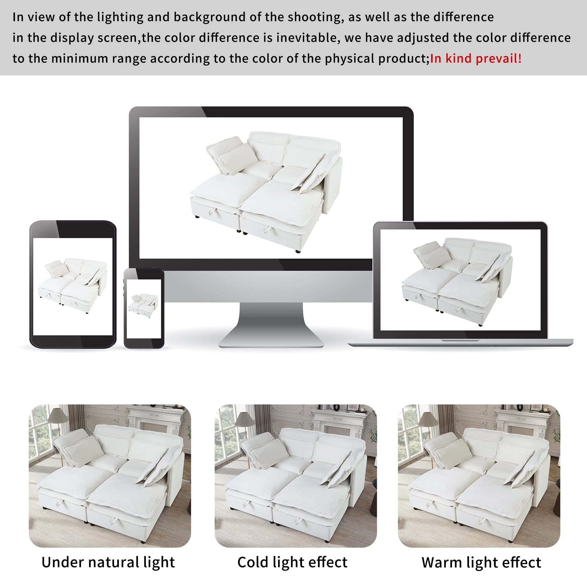 Double-Layer Cushion Modular Sofa 4-Seater with Storage Function - Image 16