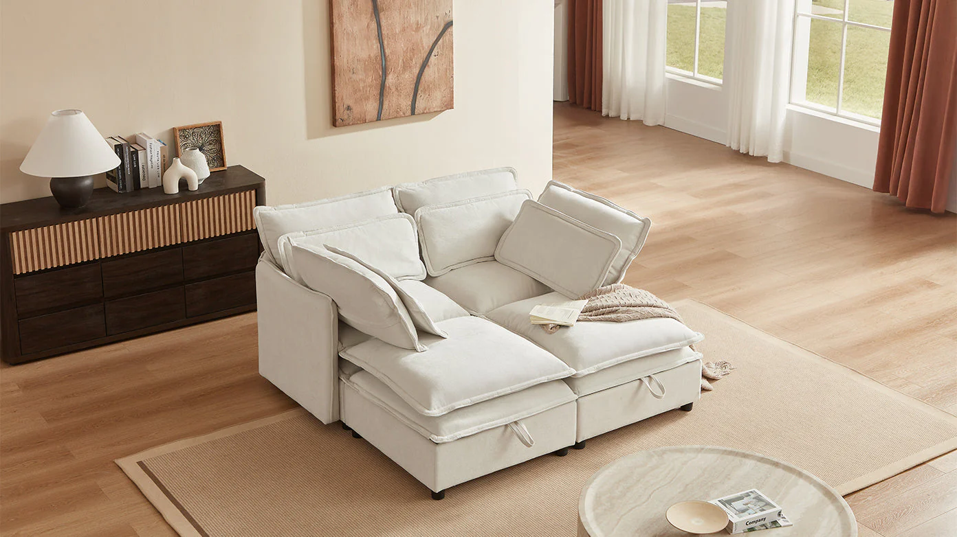 Double-Layer Cushion Modular Sofa 4-Seater with Storage Function - Image 4