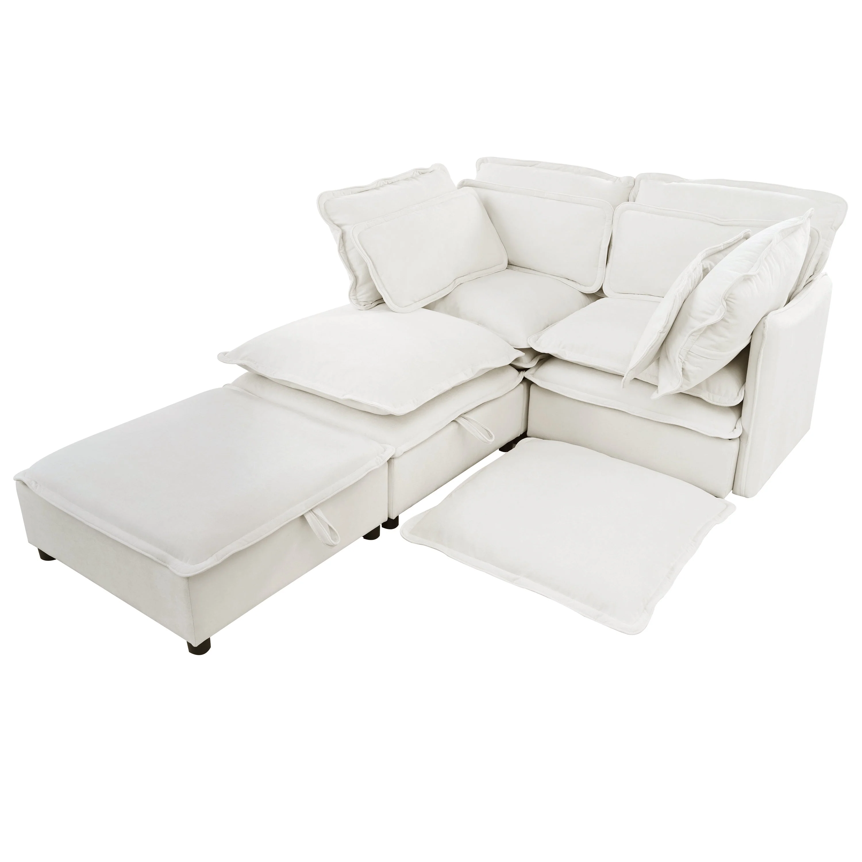 Double-Layer Cushion Modular Sofa 4-Seater with Storage Function - Image 9