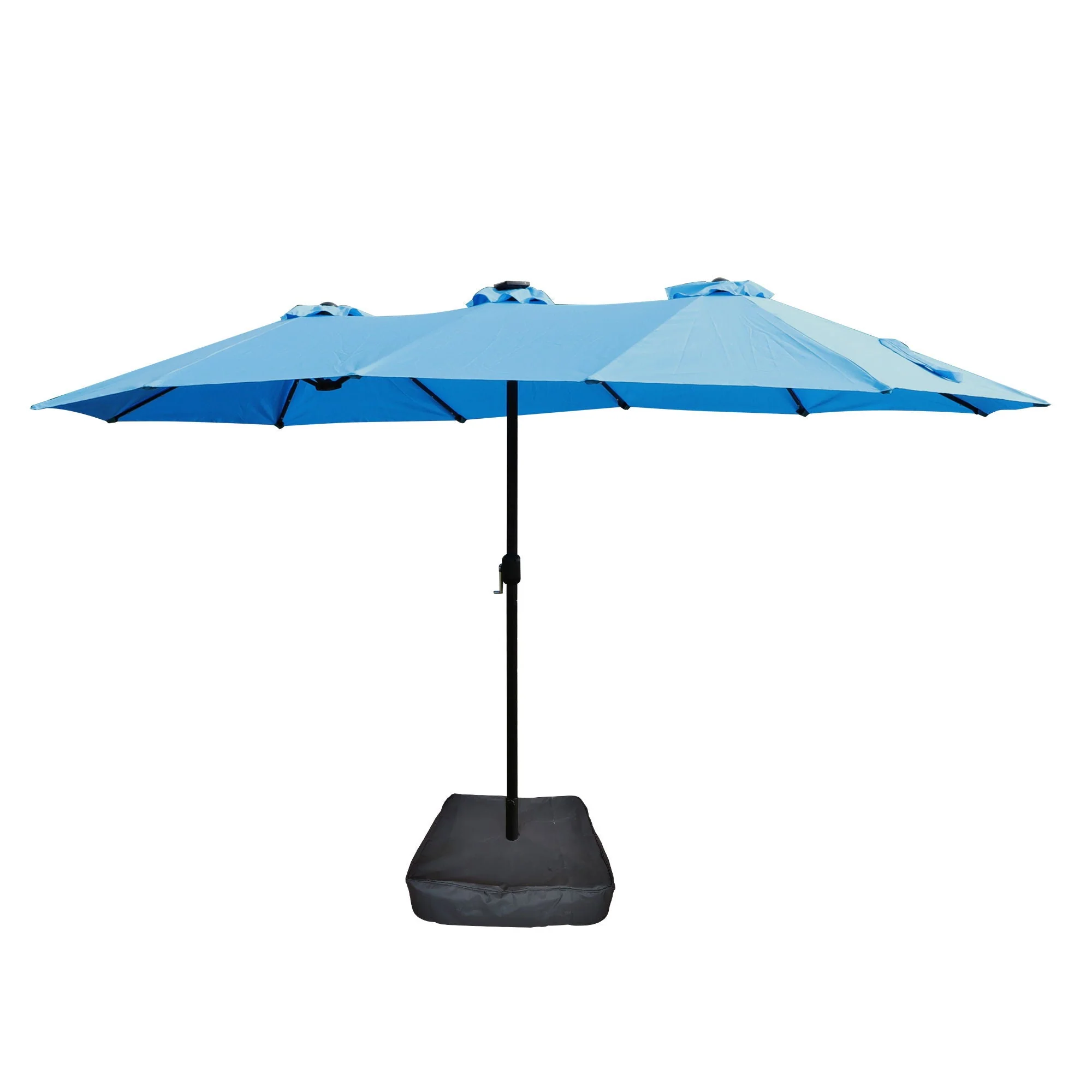 Double- Sided Outdoor Market Umbrella With Lights And Base - Image 3