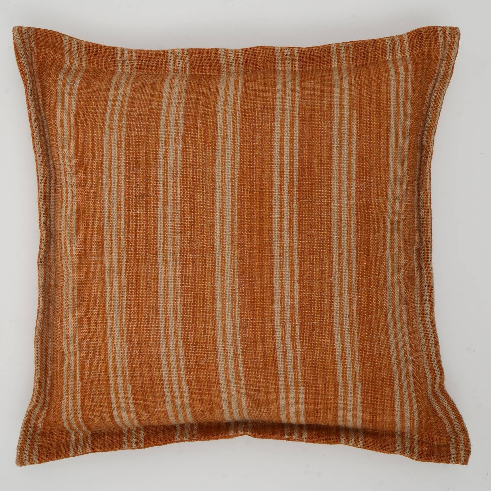 Double-Sided Stripe Throw Pillow – 20 x 20 Inch Orange Jute & Cotton - Image 4