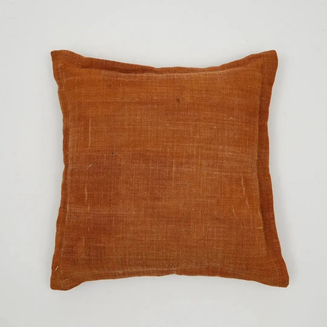 Double-Sided Stripe Throw Pillow – 20 x 20 Inch Orange Jute & Cotton - Image 5