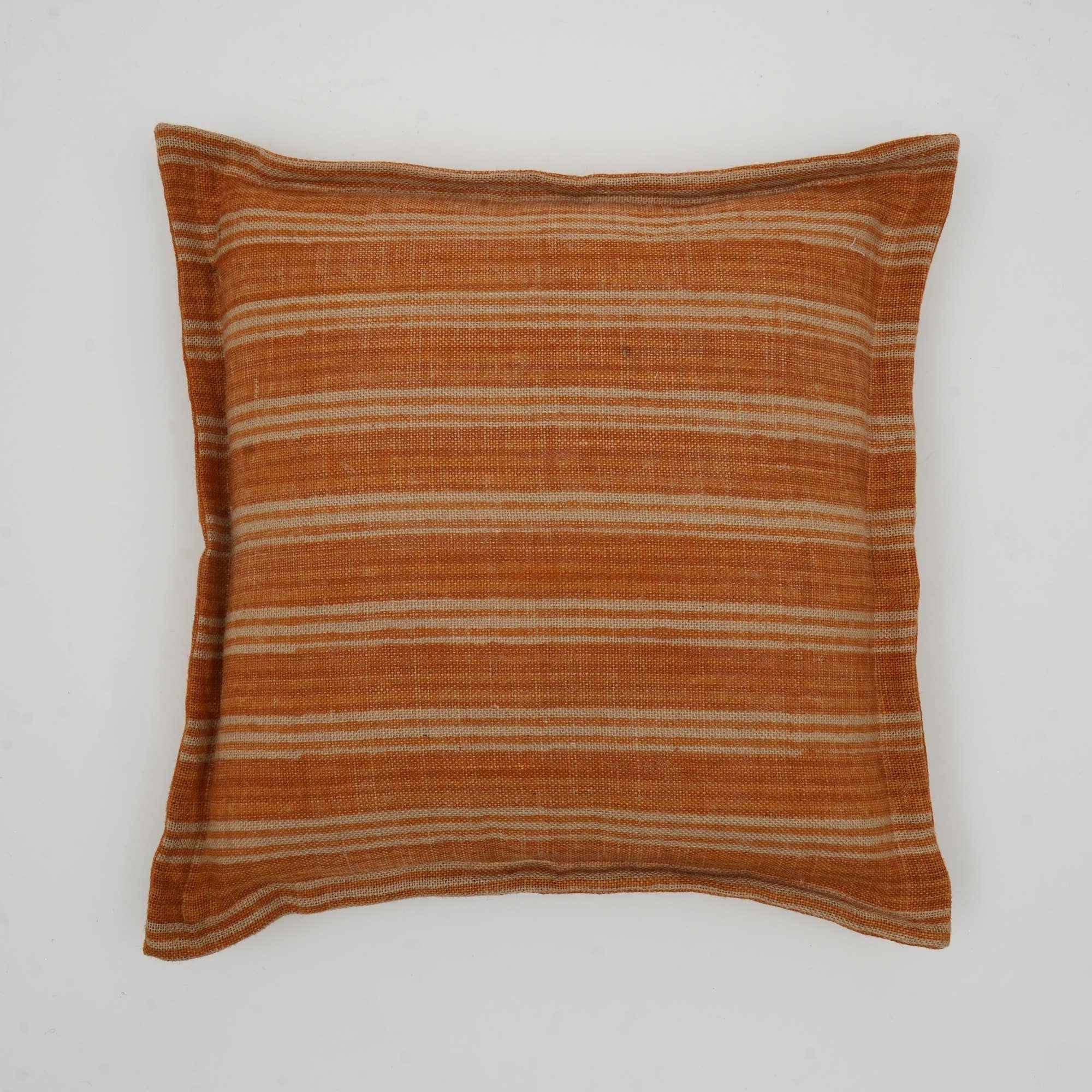 Double-Sided Stripe Throw Pillow – 20 x 20 Inch Orange Jute & Cotton - Image 6