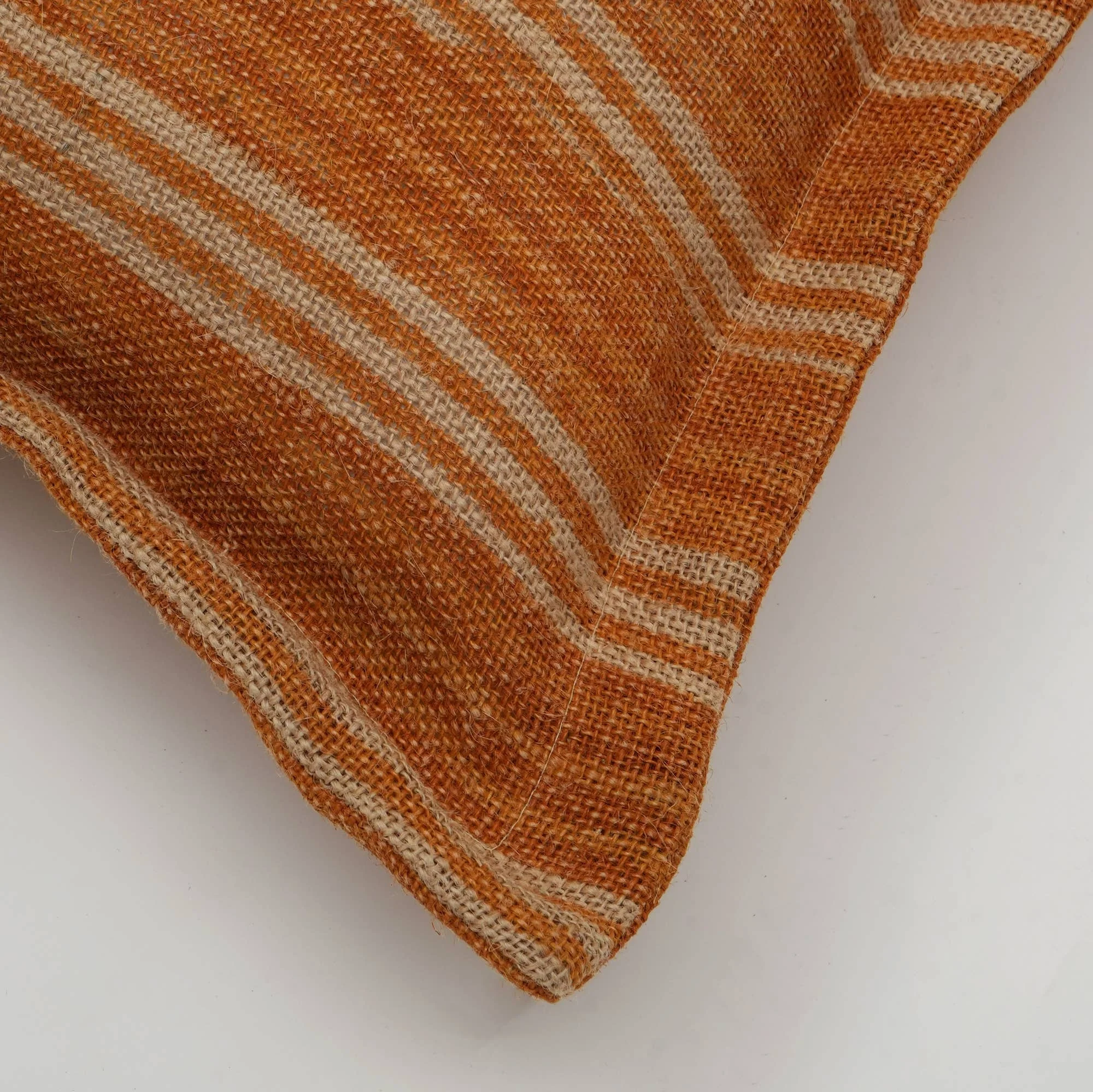 Double-Sided Stripe Throw Pillow – 20 x 20 Inch Orange Jute & Cotton - Image 8