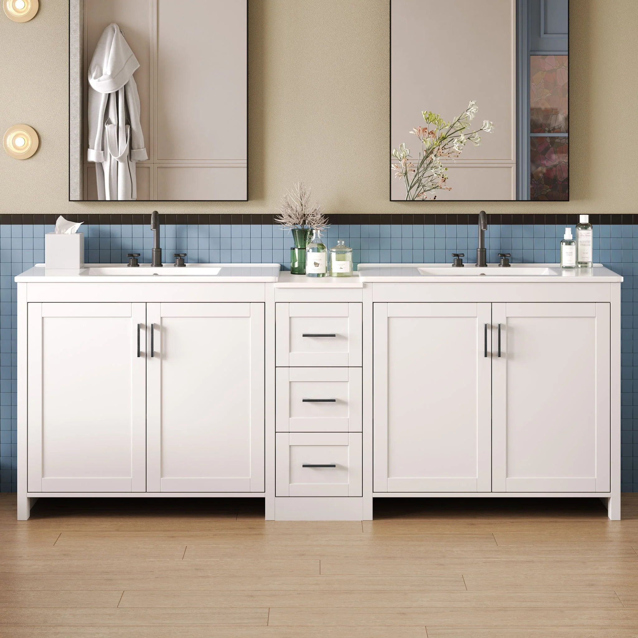 Double Sink Bathroom Vanity With Quartz Countertop - Image 3