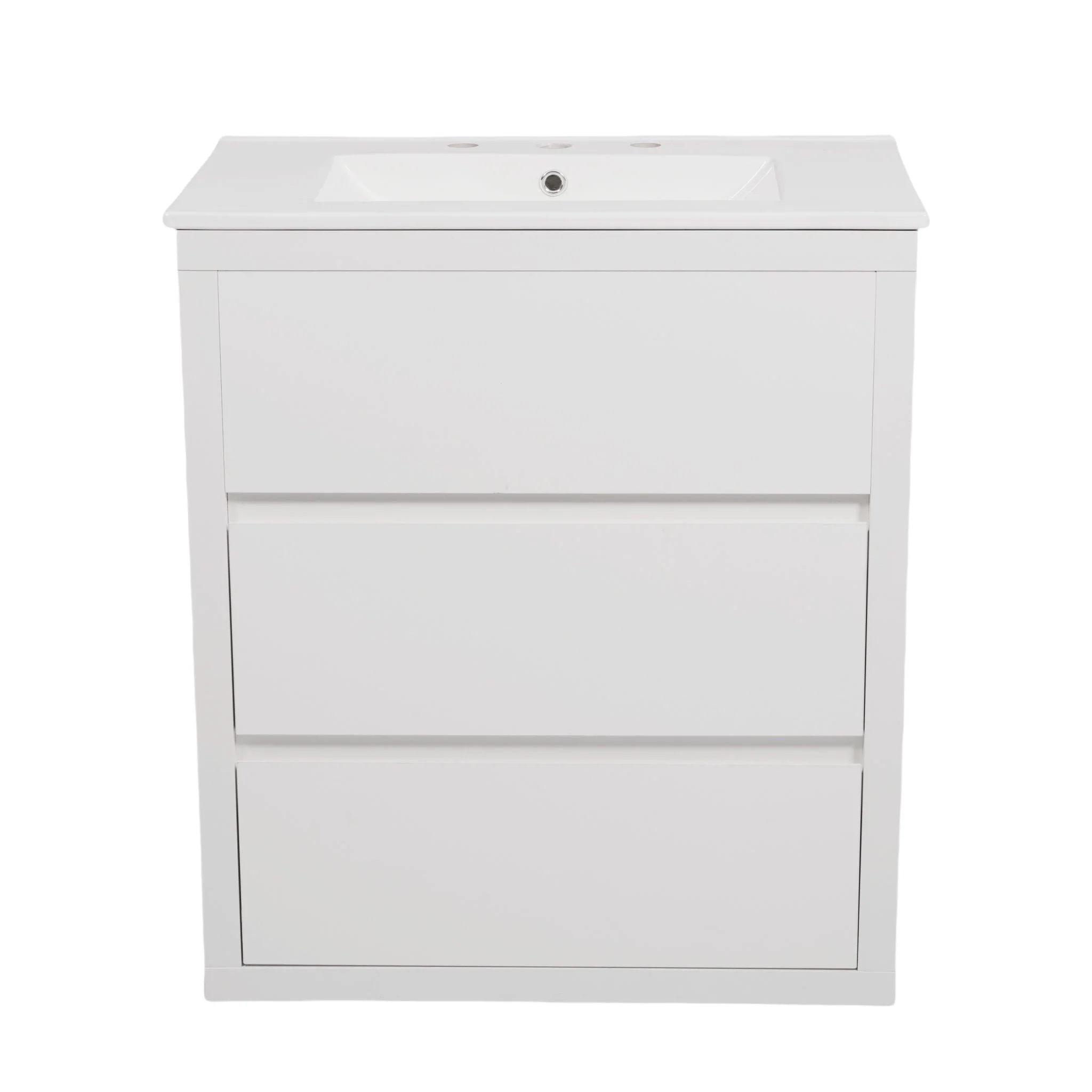 Double Sinks Bathroom Vanity Set With 2 Ceramic Basins - Image 3