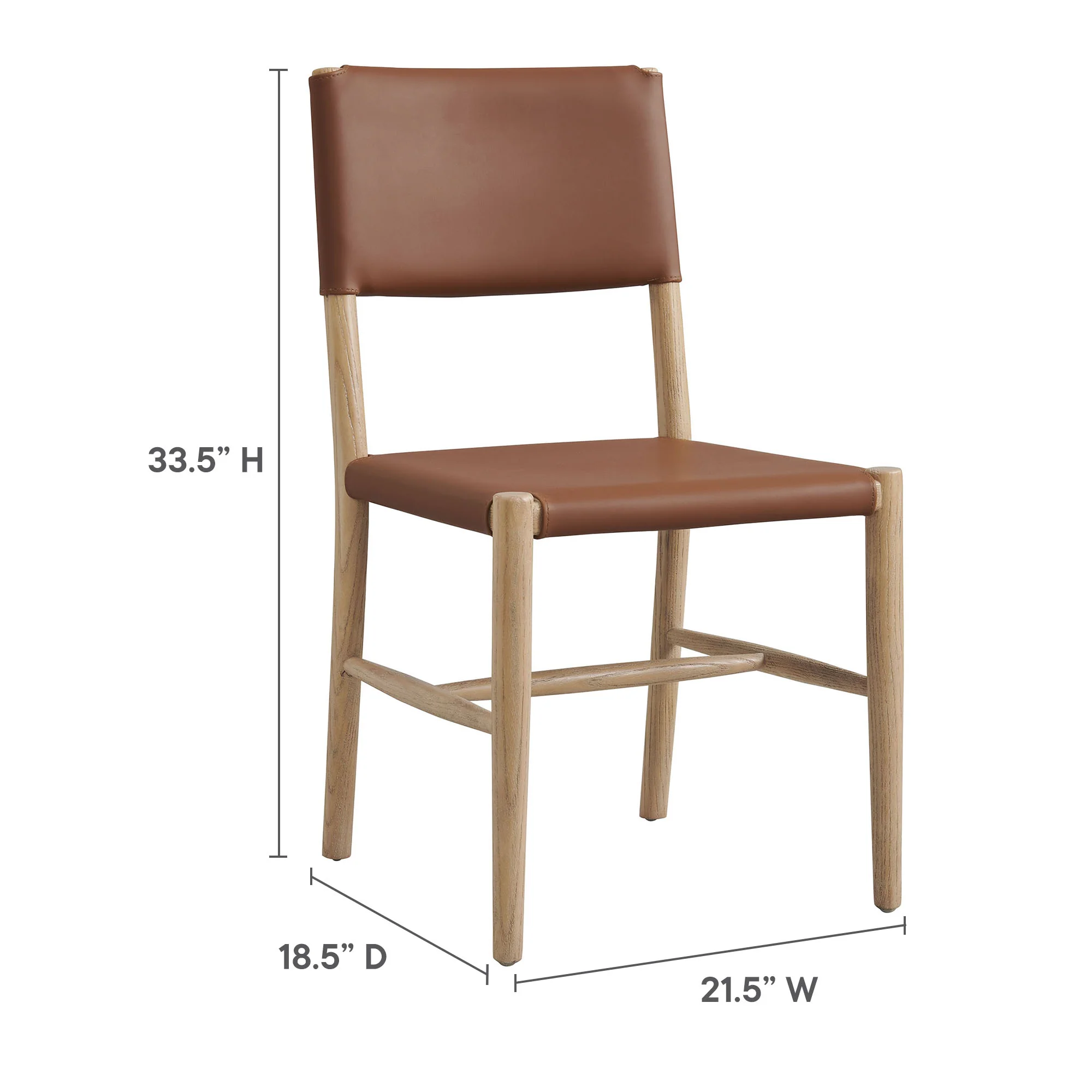 Dover Wood Vegan Leather Dining Side Chairs Set of 2 by Modway - Image 3