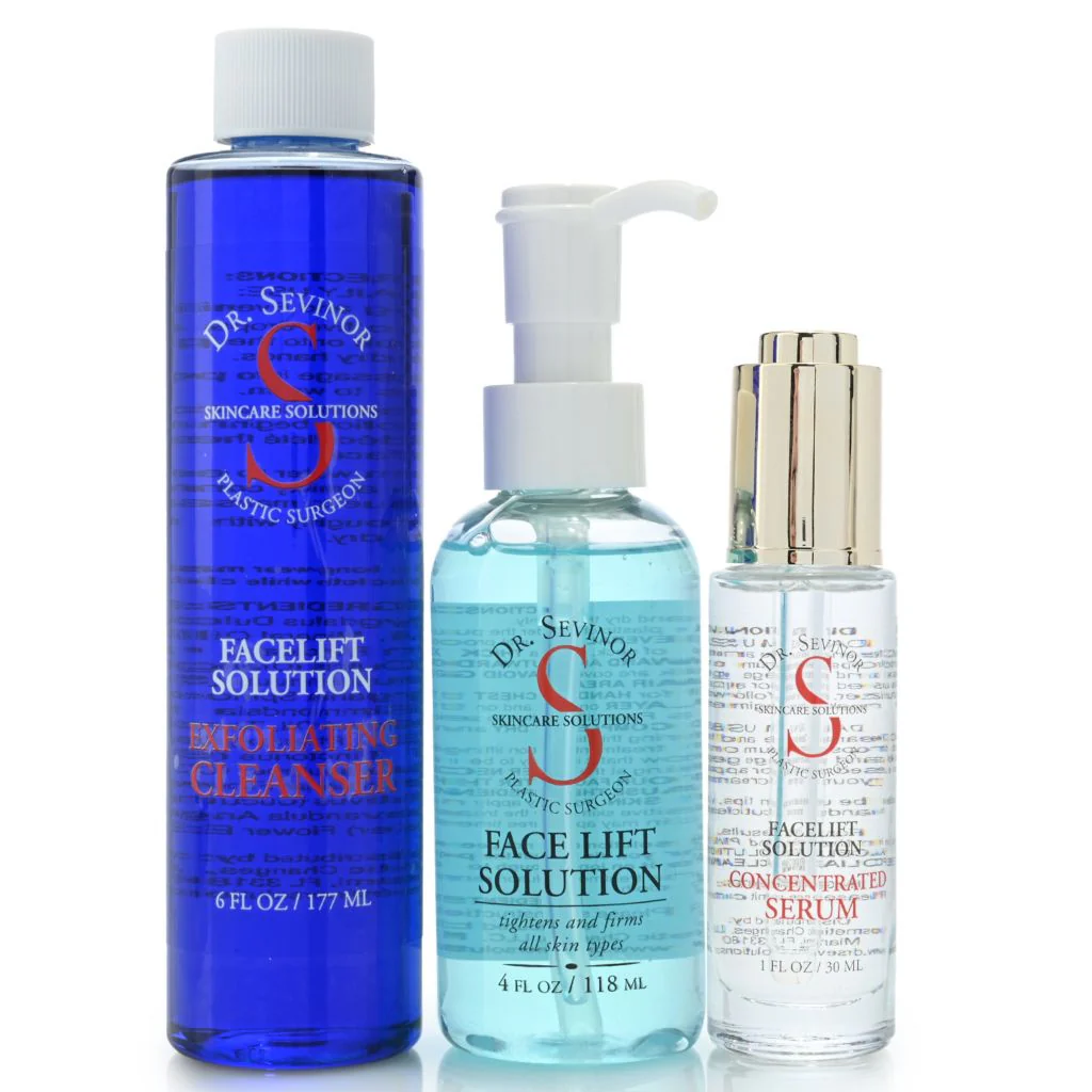 Dr. Sevinor Skincare Solutions 3-Piece Facelift System – Exfoliating Cleanser (6 oz), Facelift Solution (4 oz), and Concentrated Serum (1 oz) – Tighten, Firm, and Revitalize for Youthful, Radiant Skin - Image 2