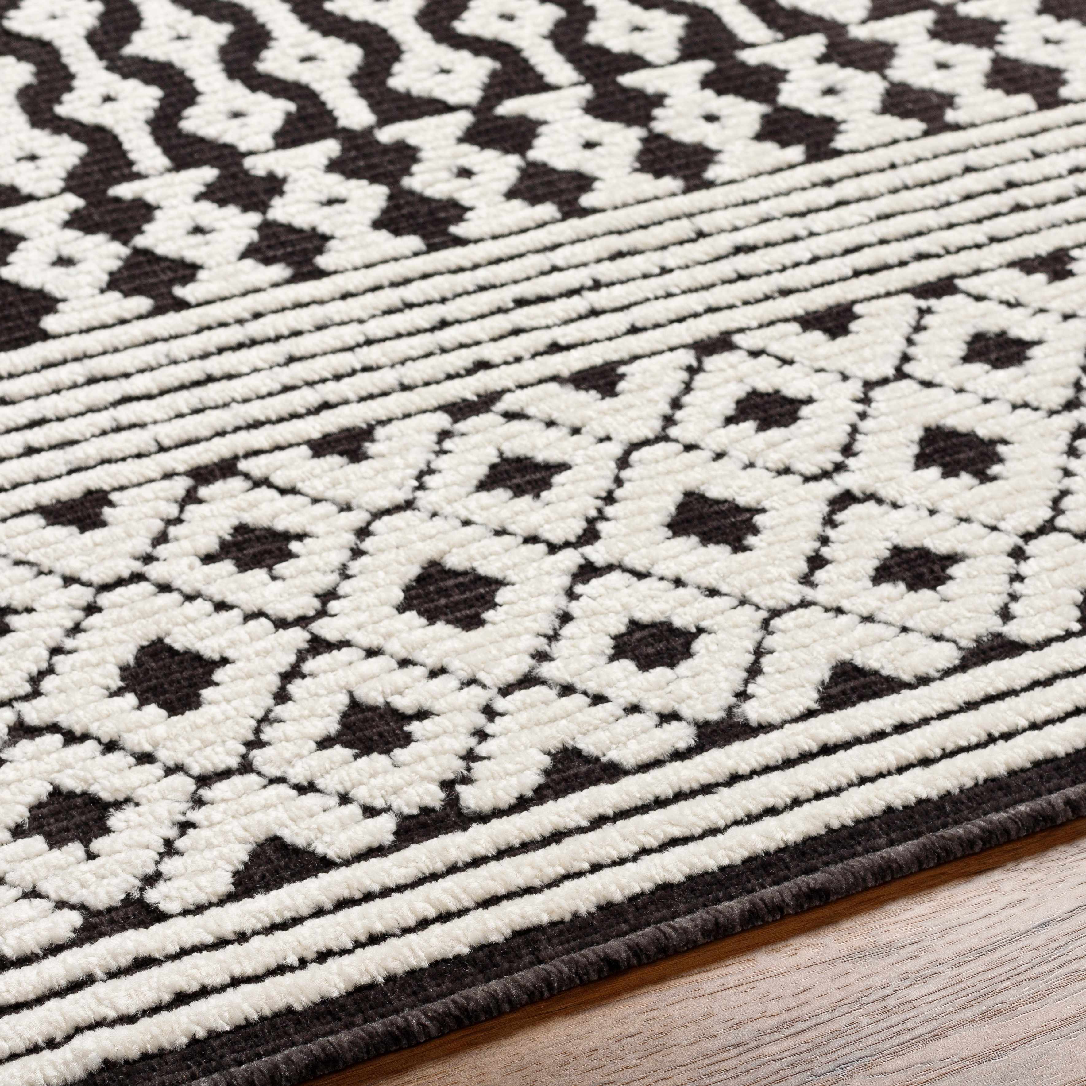 Drago Black Trellis Washable Rug - Clearance - Image 10