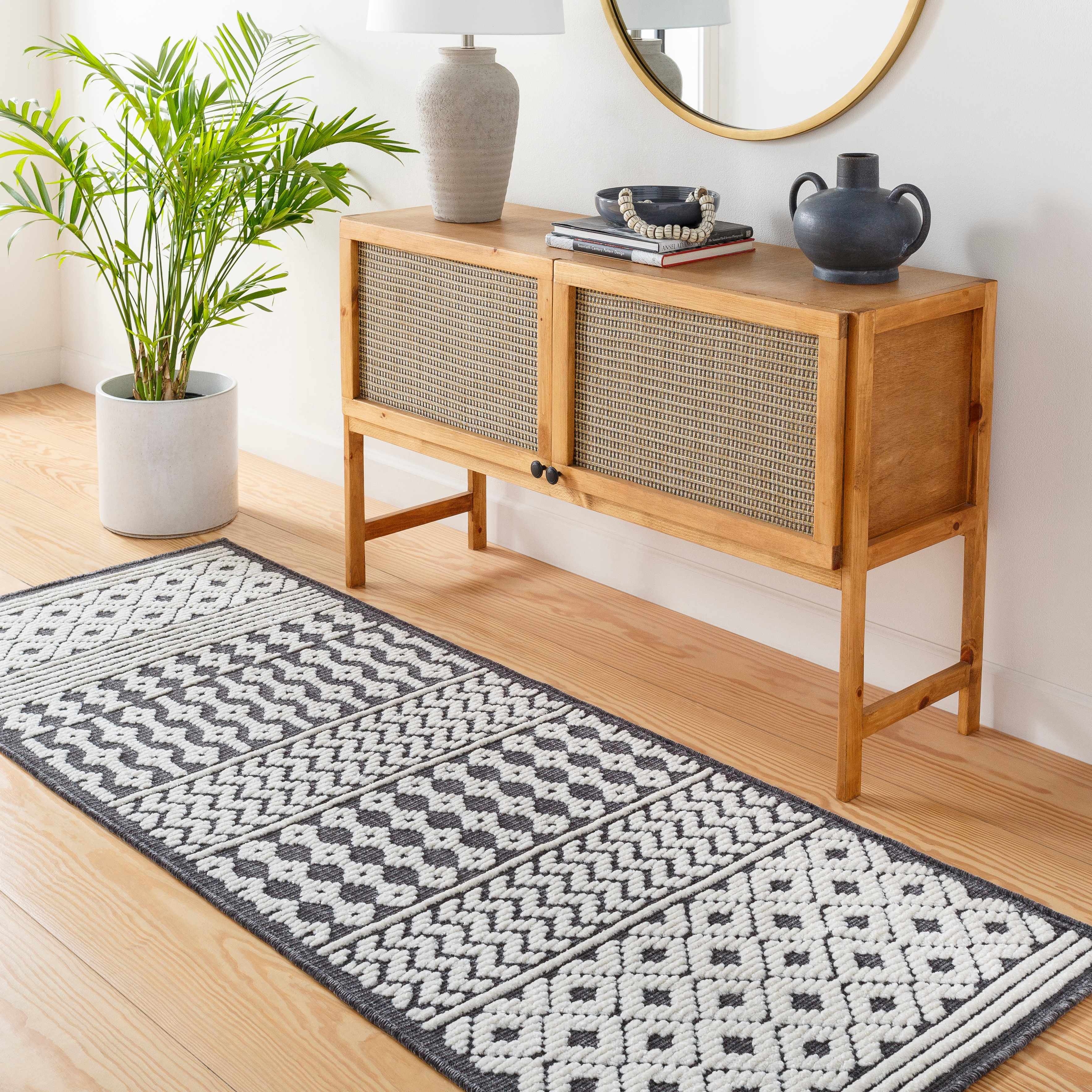 Drago Black Trellis Washable Rug - Clearance - Image 3