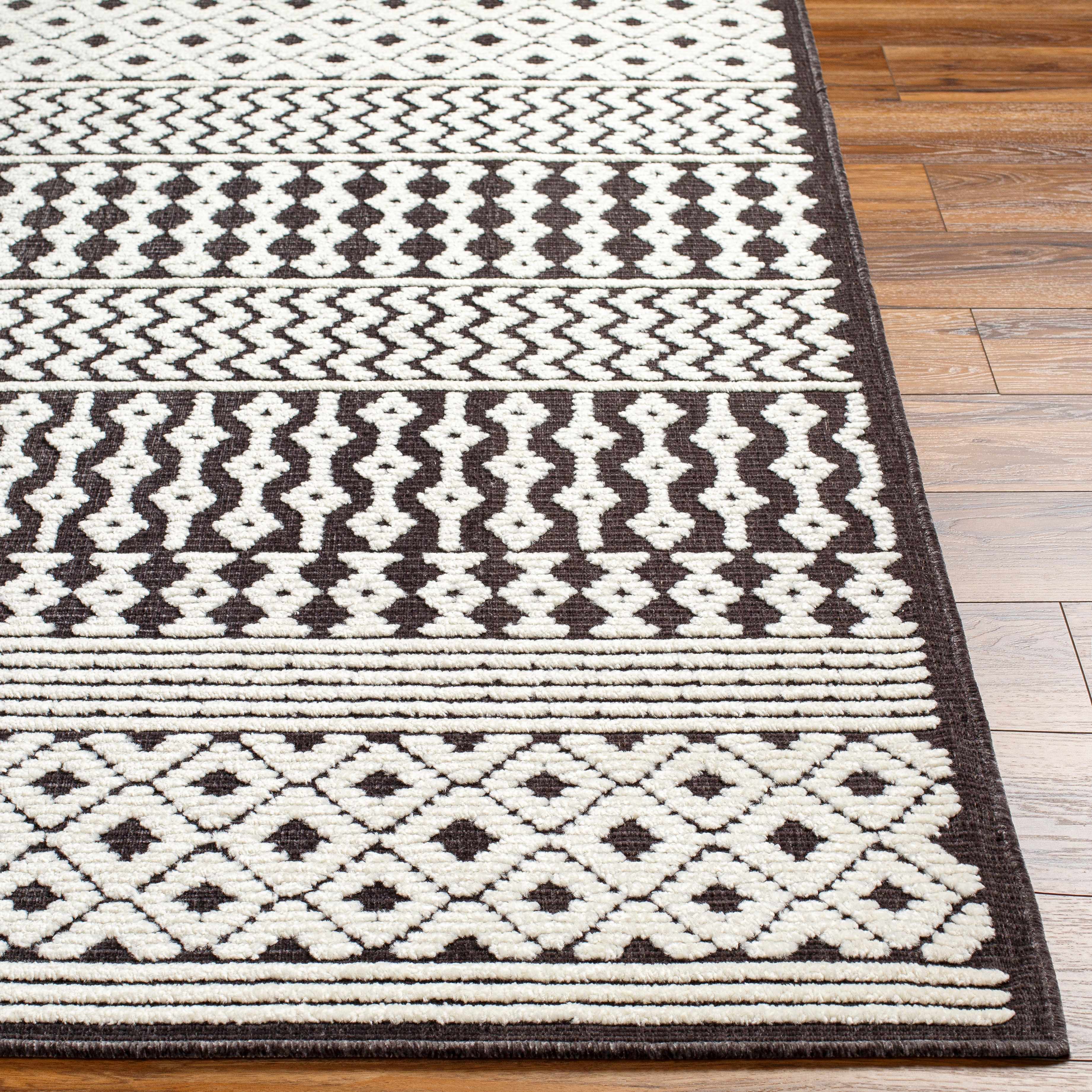 Drago Black Trellis Washable Rug - Clearance - Image 4