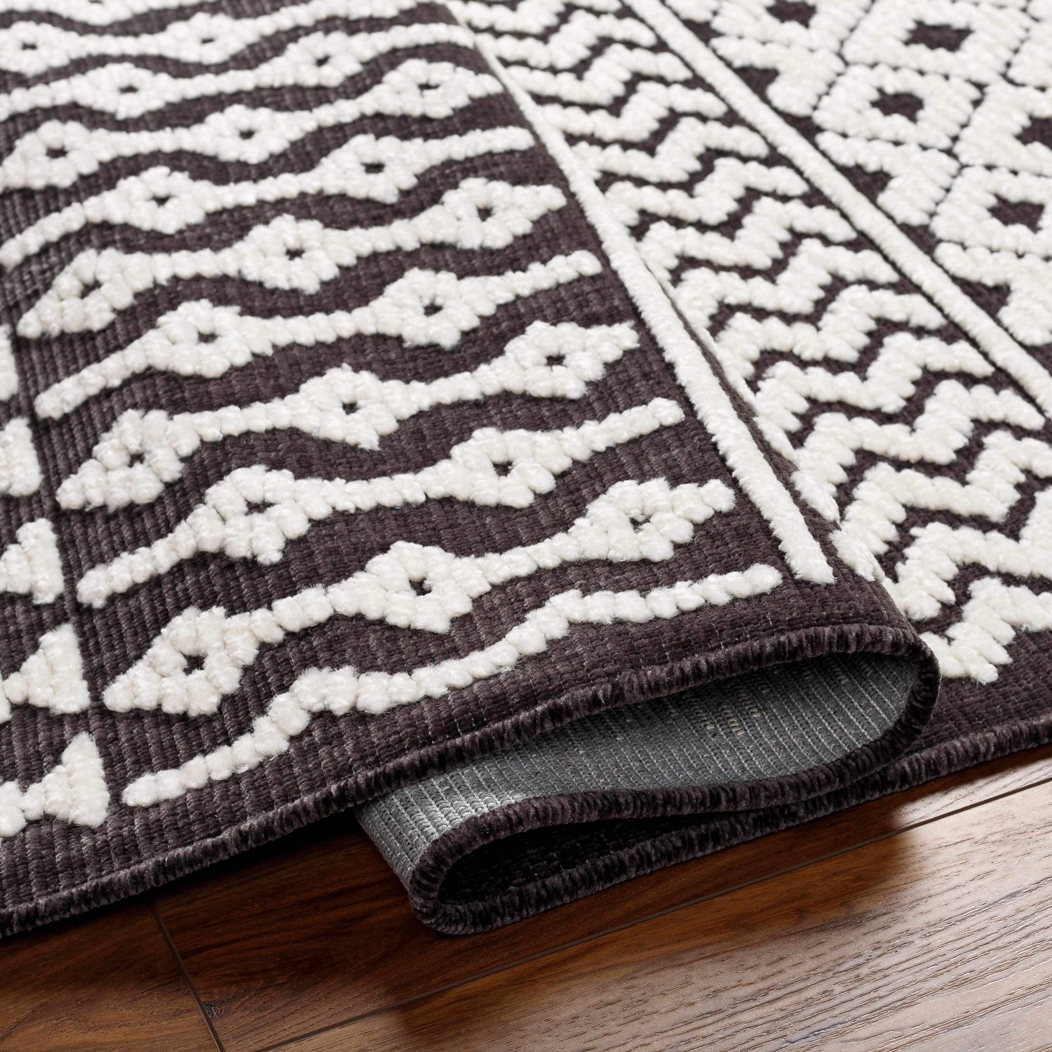 Drago Black Trellis Washable Rug - Clearance - Image 6