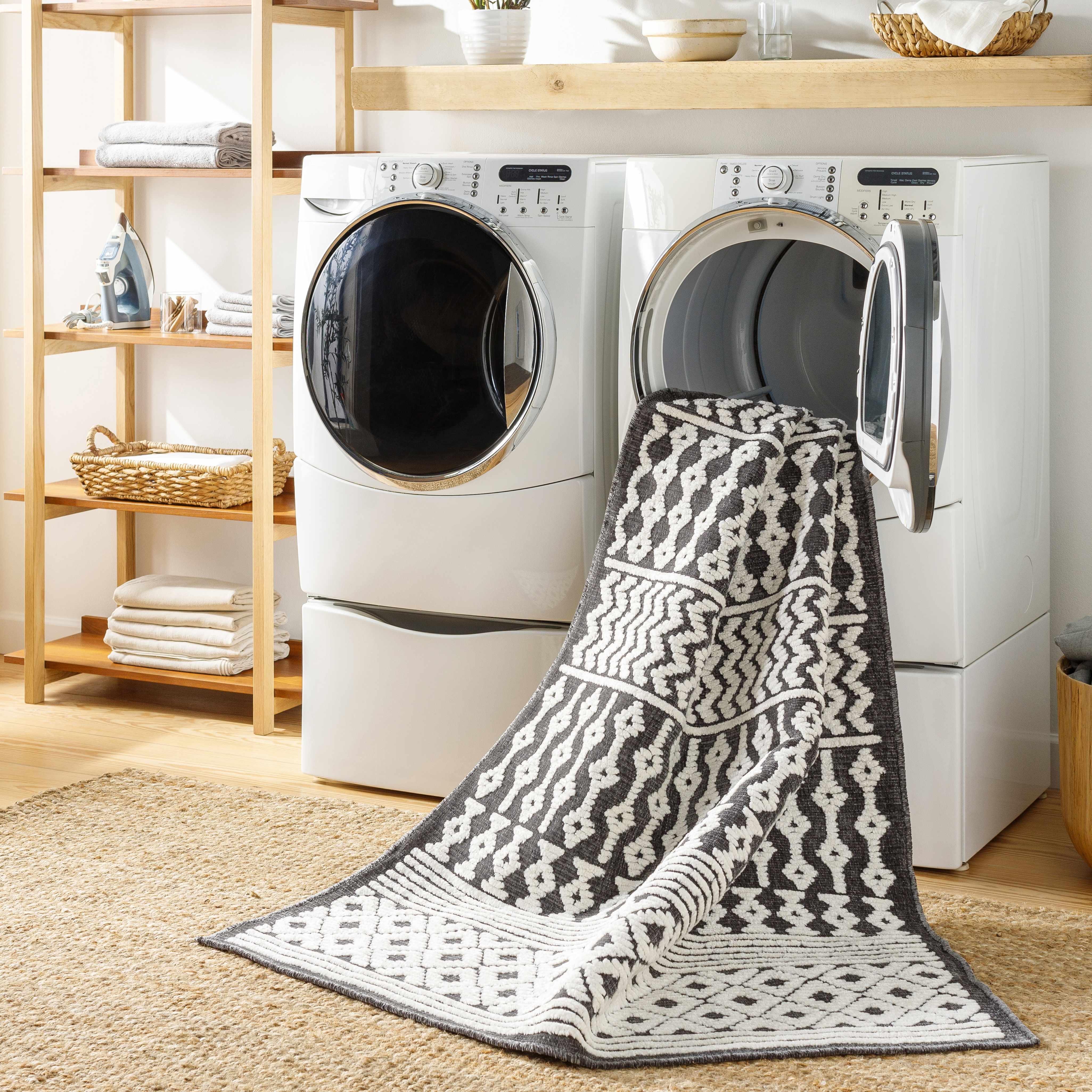 Drago Black Trellis Washable Rug - Clearance - Image 8