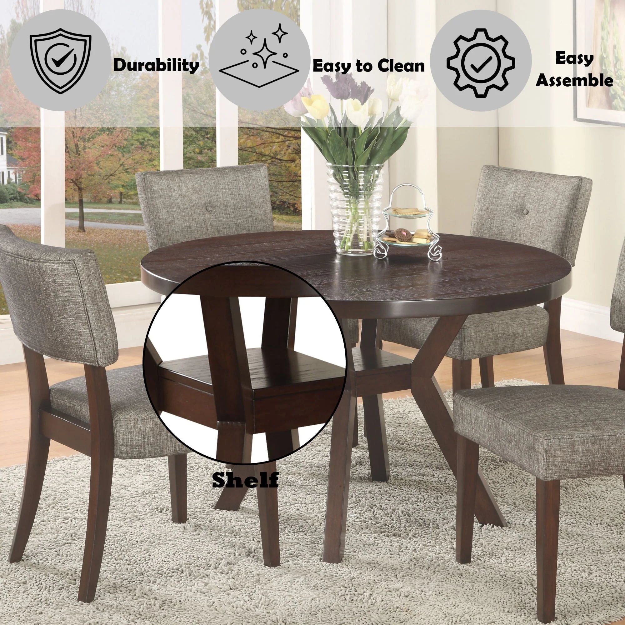 Drake - 5 Pieces Dining Room Set - Espresso / Gray - Image 2