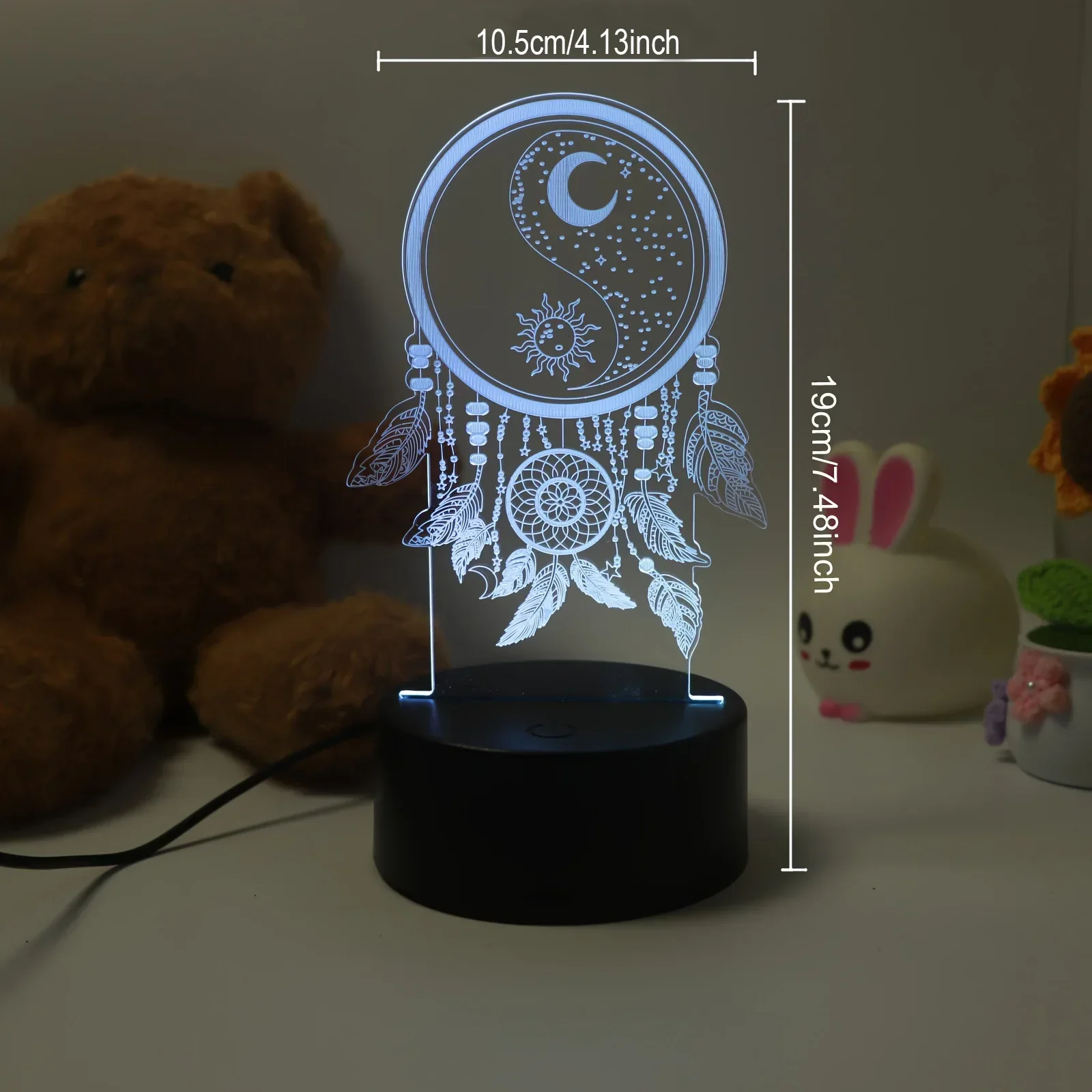 Dream Catcher 3D Night Light Optical Illusion Lamp 7-Color Touch Bedroom Decor - Image 2
