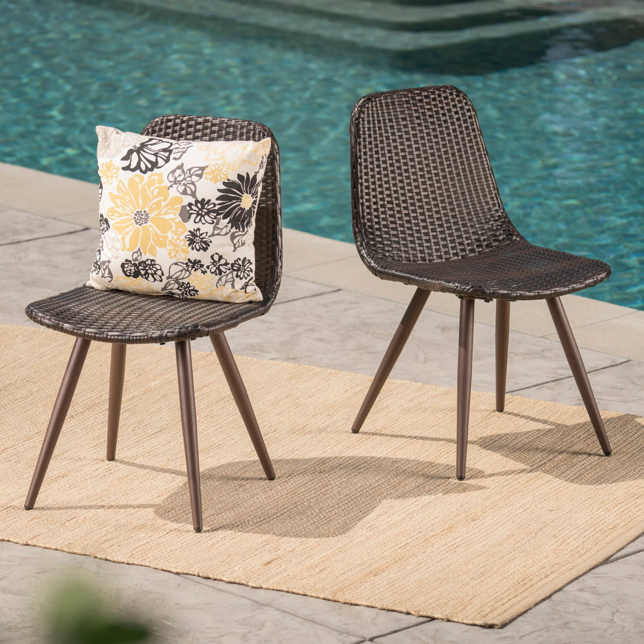 Dreamweaver Outdoor Dining Chair With Powder Coated Legs (Set of 2) - Brown - Image 2