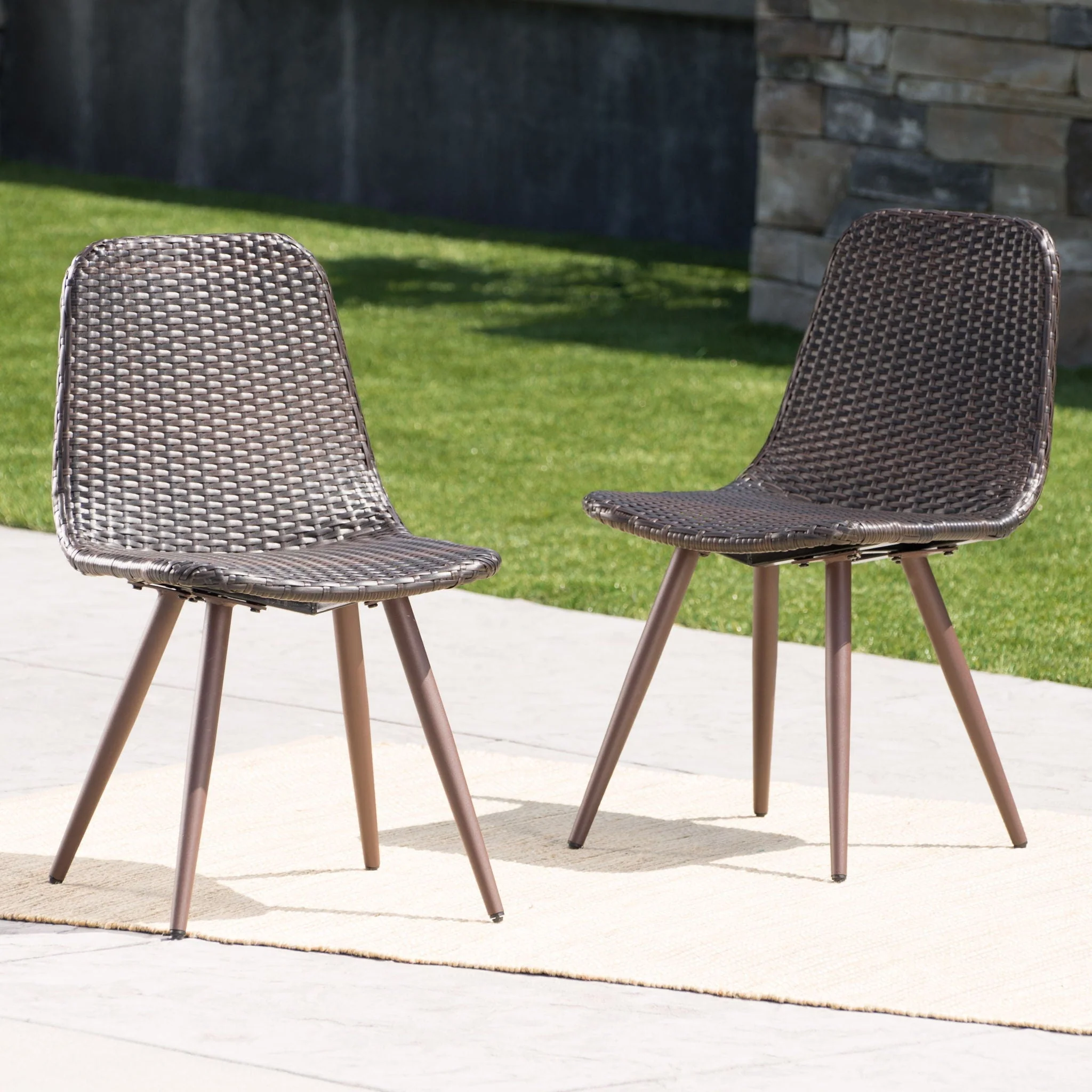 Dreamweaver Outdoor Dining Chair With Powder Coated Legs (Set of 2) - Brown - Image 4