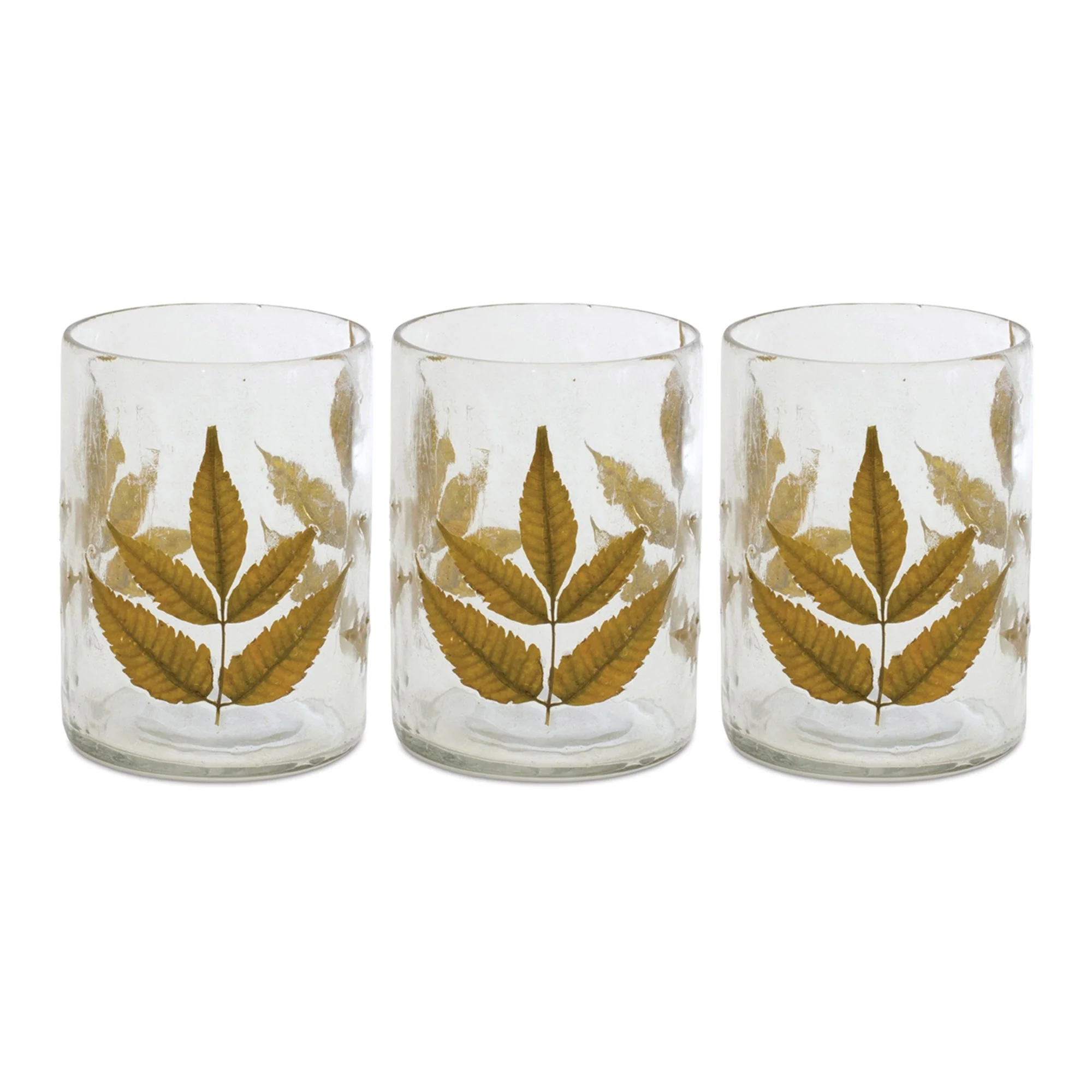Dried Leaf Glass Candle Holder (Set of 3) - Image 2