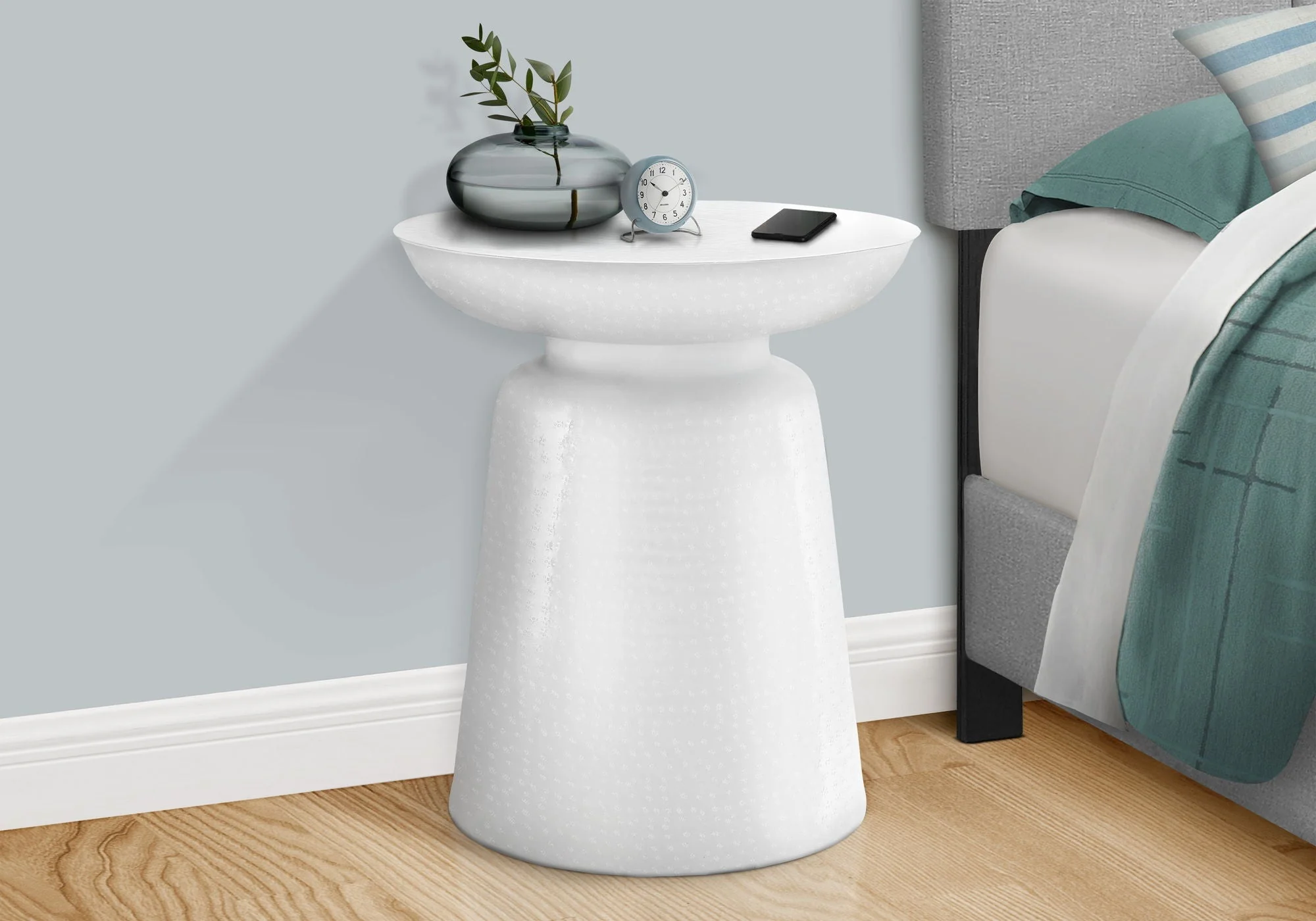 Drum Accent Side Table, Hammered Texture - Image 4